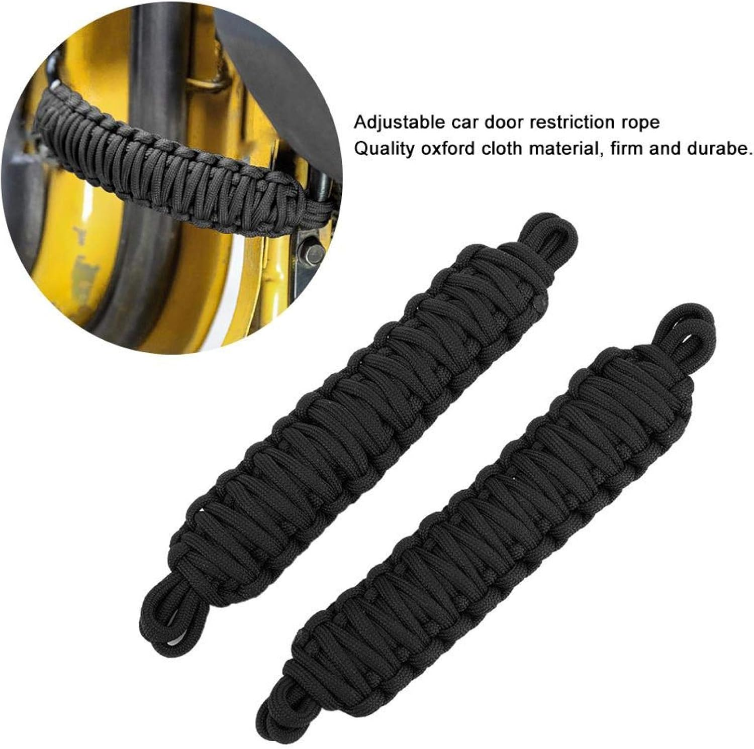 Car Door Limiter, Firm and Durabe Adjustable Practical Compact Size Door Limiting Strap for TJ 1997-2006 for Jeep Wrangler(Black) image number 2