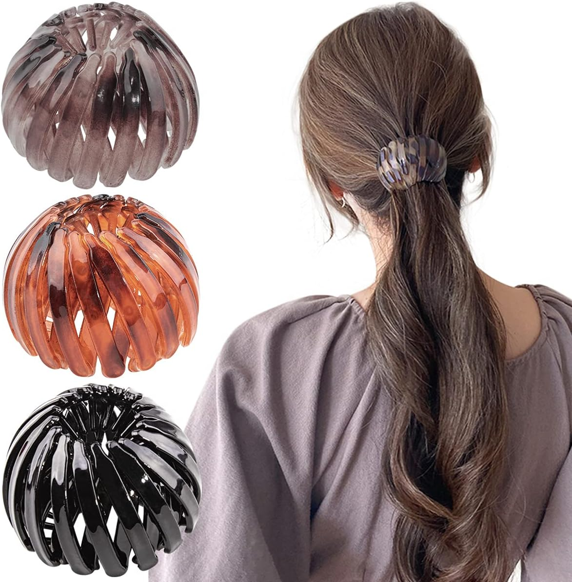 TOBATOBA 3 Pcs Black Lazy Bird'S Nest Plate Hairpin, Hair Clips for Women - Bun Maker, Ponytail Holder, Hair Accessories for Women and Girls
