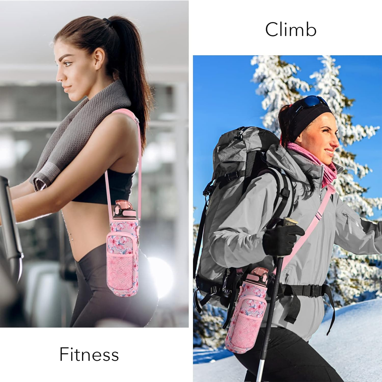 32 Oz Water Bottles with Straw & Strap, Motivational Water Bottles with Times to Drink, BPA Free Reusable Sports Water Bottle with Sleeve Carrier for Gym, Workout or Fitness (Pink Peach) image number 2