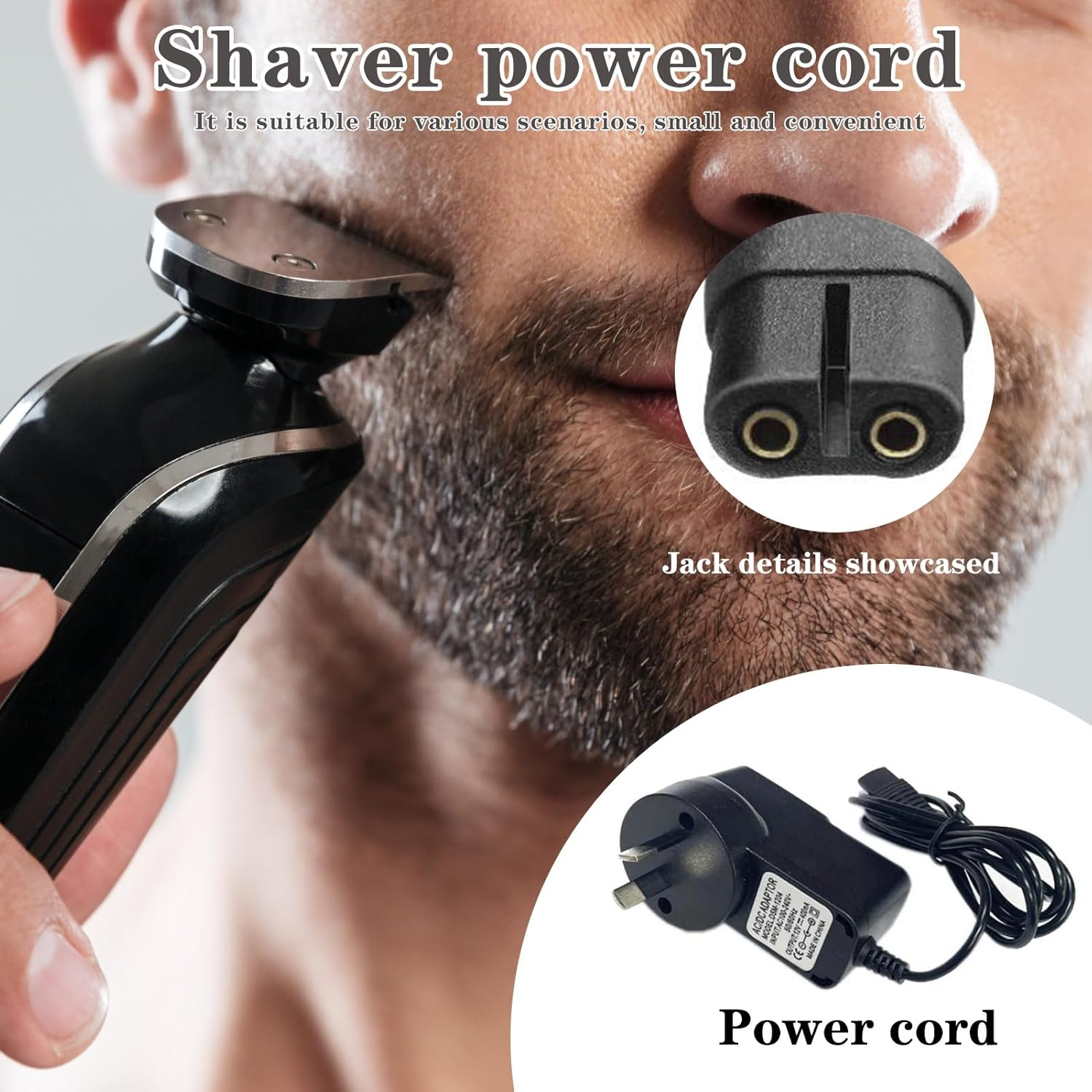 Shaver Charger Cable for Braun Charger Compatible with Braun Series 9 Pro, Braun Series 7, 5, 3, 1, 12V 0.4A AC Power Supply Adapter for Braun Razor 3040S 340S 310S 370 720 760Cc 790Cc 720S-4 7865Cc image number 1