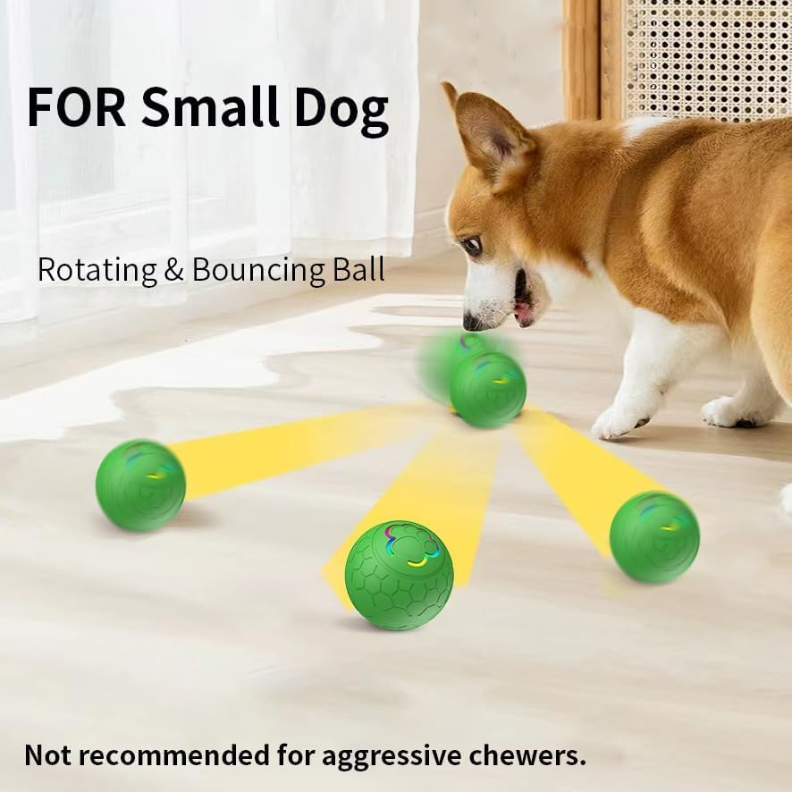 Smart Interactive Dog Toys Ball, Auto Bouncing Rotating Ball, Moving Pet Toys for Dogs 20 Lbs (Size Small - 2.2-Inch Diameter), USB Rechargeable, Fun Boredom, Green - Blue image number 6