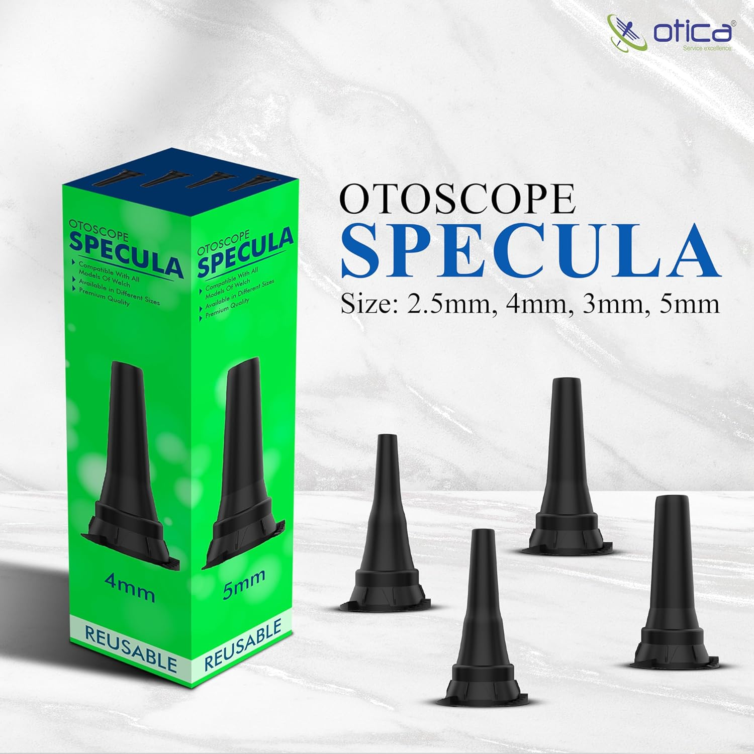 OTICA Reusable Diagnostic Otoscope Specula 2.5Mm, 3Mm, 4Mm, 5Mm Compatible with Welch_Allyn image number 5