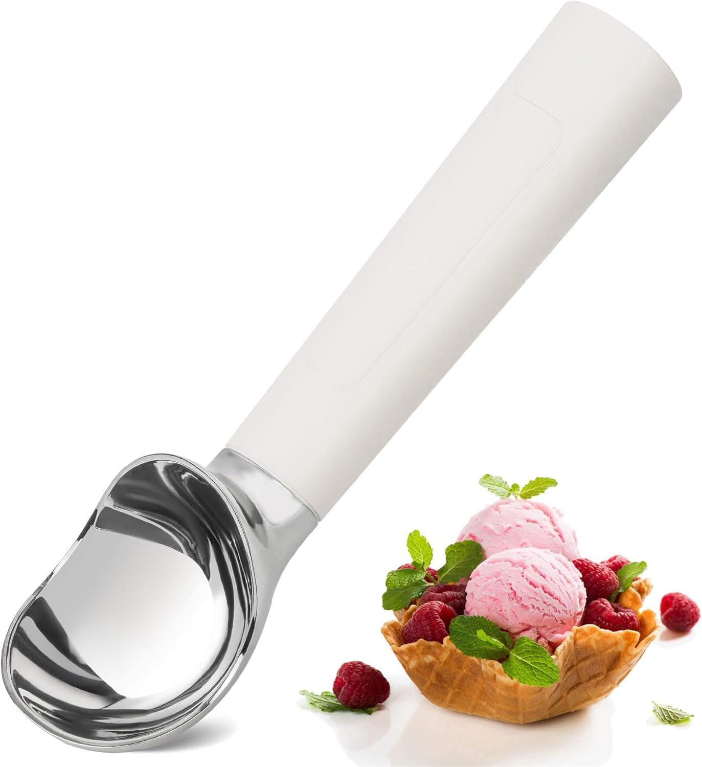 Heated Ice Cream Scoop &ndash; Electric Scooper for Hard Ice Cream and Desserts, Handheld Heating up to 158&deg;F, Rechargeable with LED Display, Easy to Clean, Ideal Summer Gift (White) image number 3
