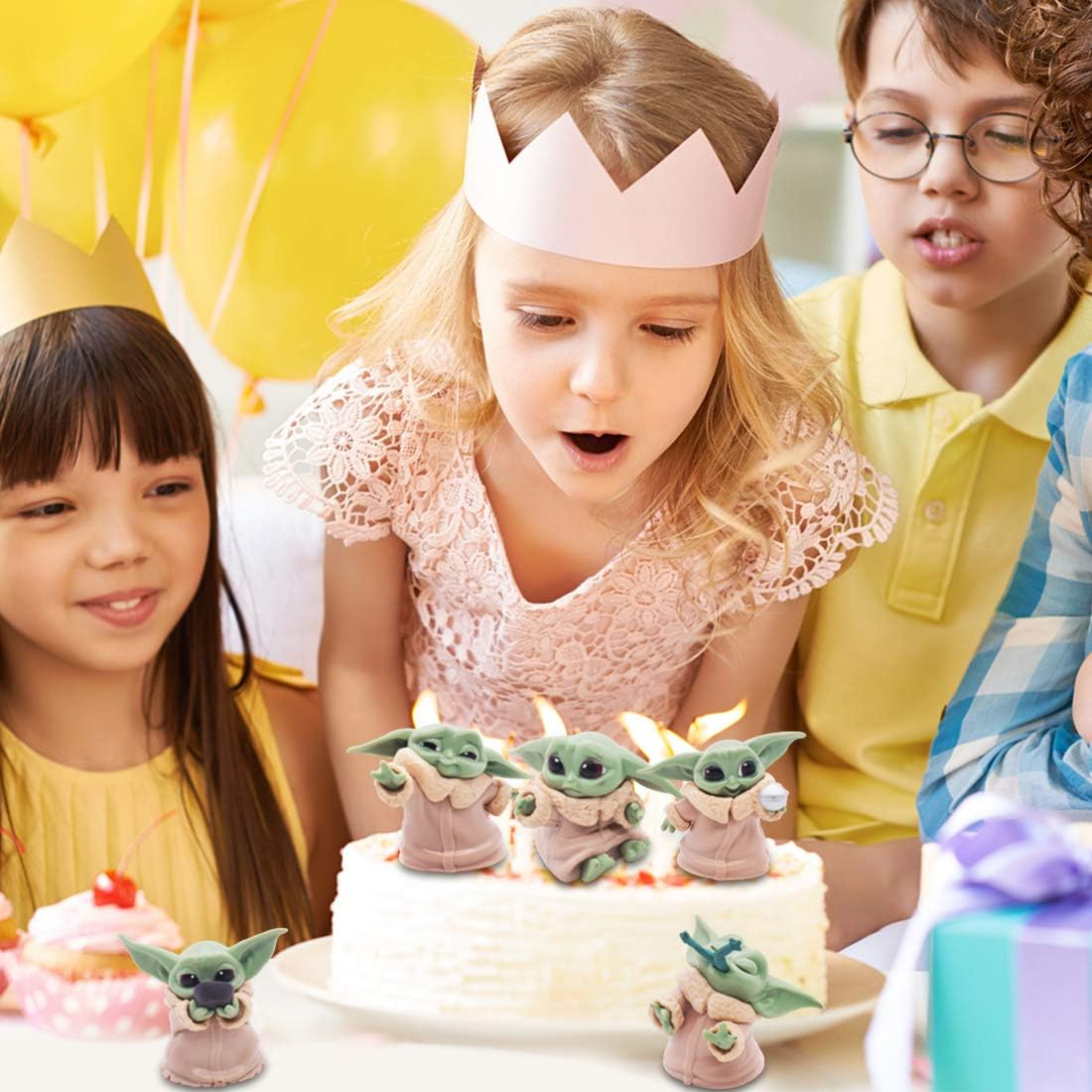 Cartoon Cake Creative Decoration Tomicy 5PCS Baby Yoda Mini Figures Set Creative Animal Shape Birthday,Party Cake Set, Party Supplies Cupcake Figurines image number 6