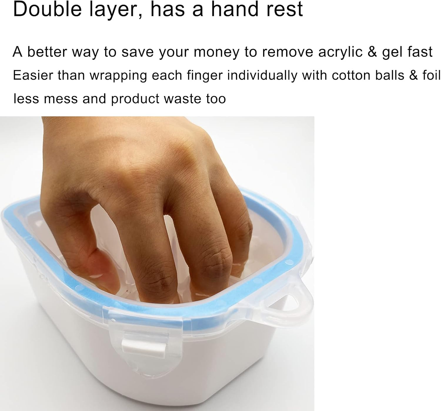 Treamlyn 2Pcs Nail Soaking Bowl, Acetone Proof, Blue, Soak off Gel Polish Remover, Salon & Home Use image number 6