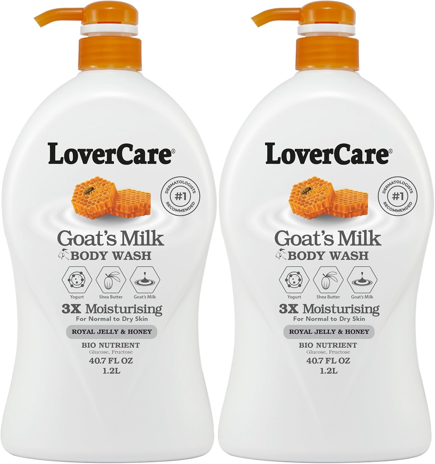 Lovercare 2-Pack Goat'S Milk Shower Cream with Royal Jelly & Honey 1.2 L image number 1