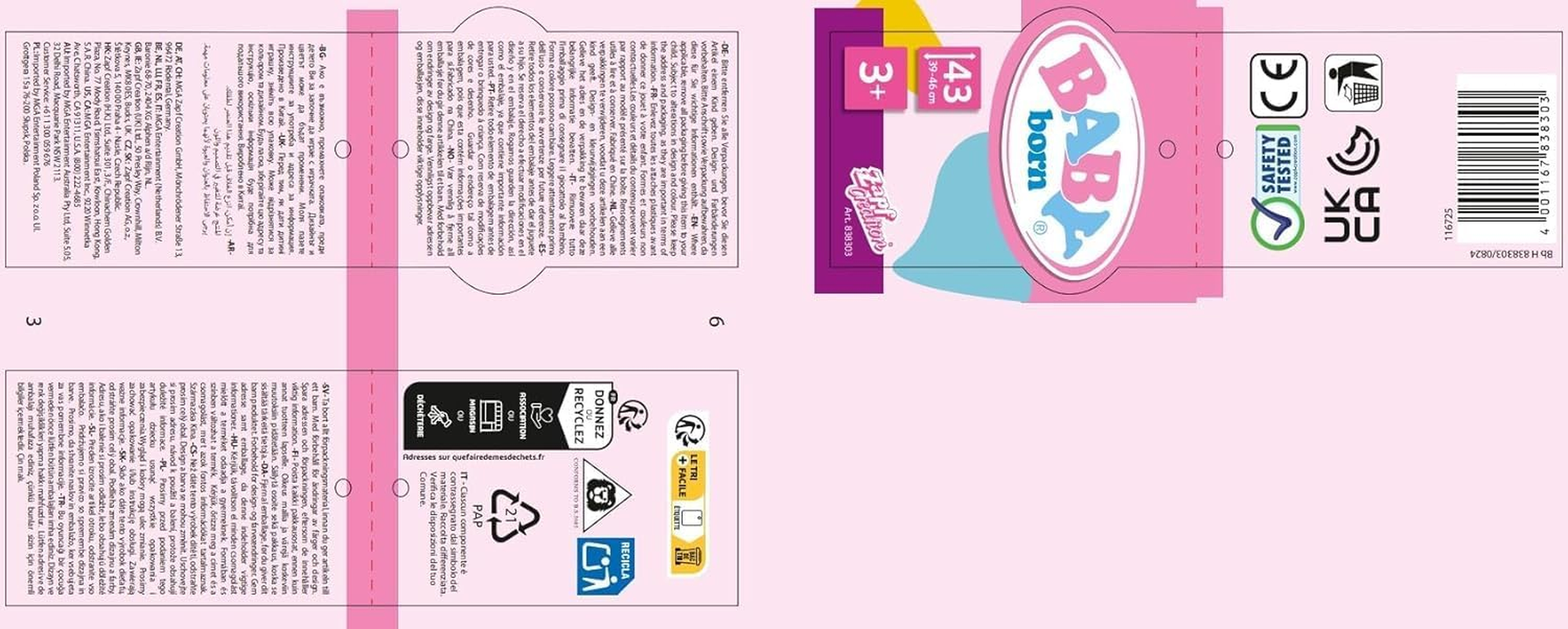 BABY Born Fruit Dress, Cute Outfit with Strawberry Buckle Belt for 43Cm Dolls, 838303 Zapf Creation