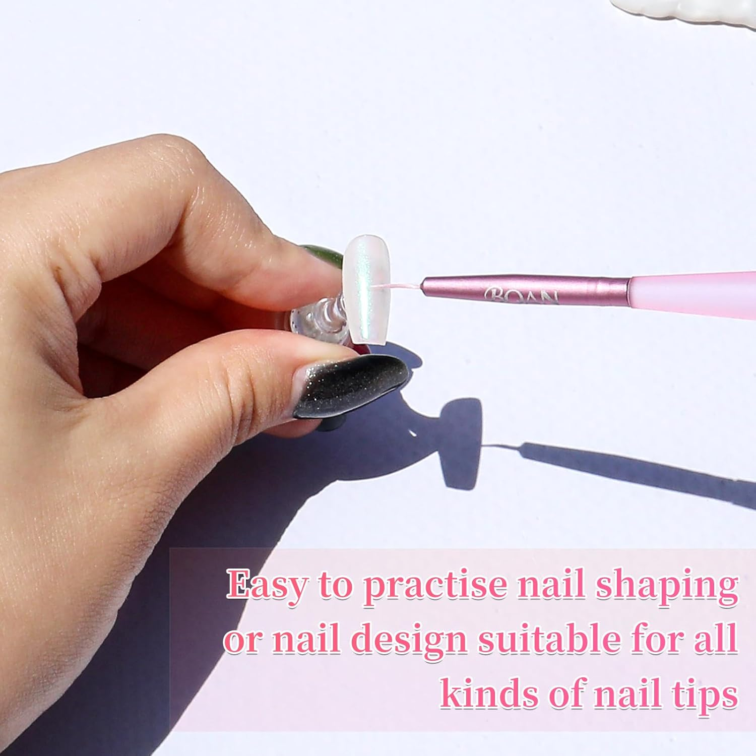 BQAN 2 Set Nail Stand for Press Ons, Magnetic Nail Holder for Painting | Display | Fake Nails Practice with 200 Pcs Adhesive Tabs, Nails Art Tools Homes and Salons Use Pearl Pink image number 1