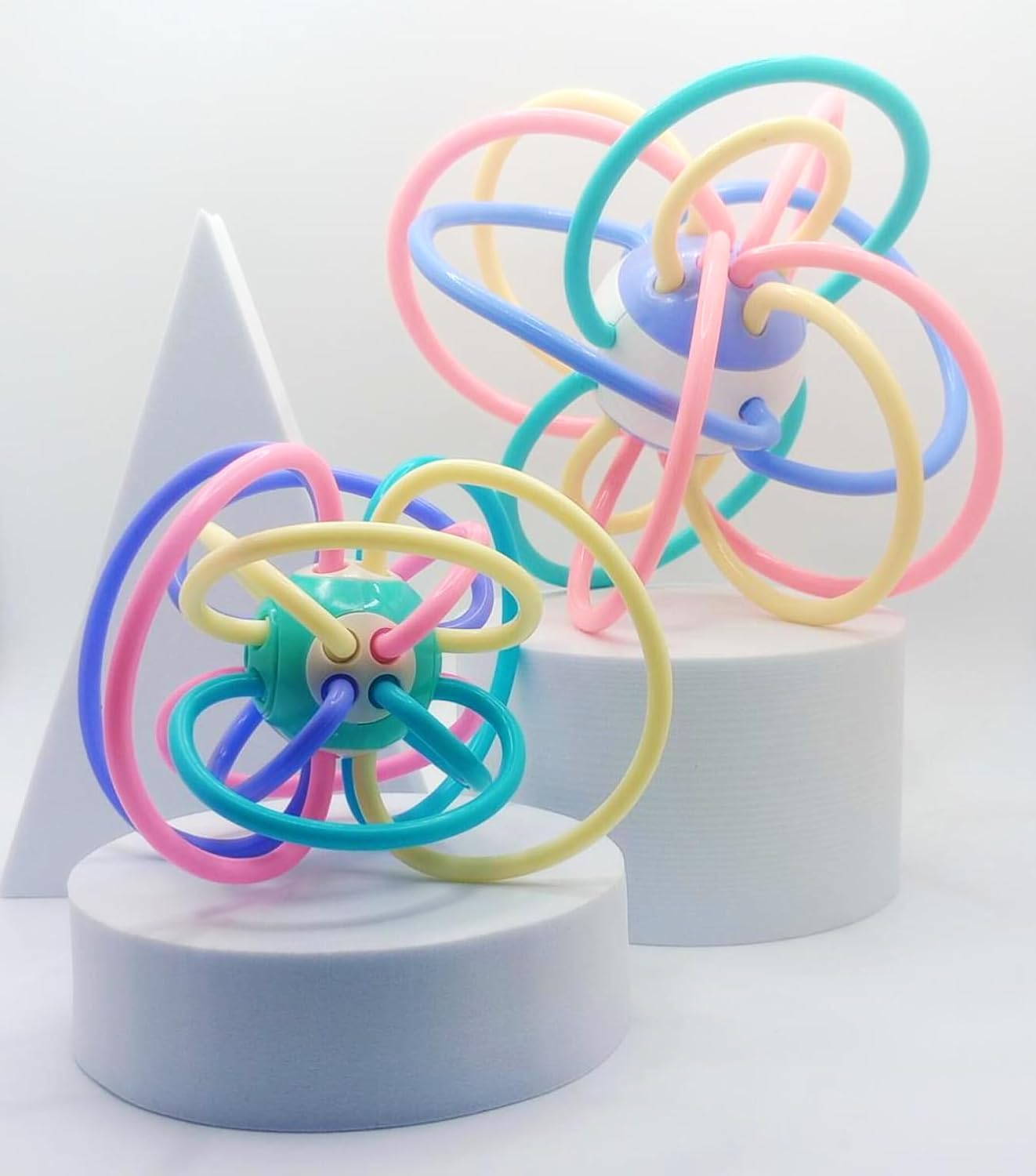 Sensory Teether Manhattan Ball Toy and Rattle Set, Multi-Colored, 2 Pack, 2 Sizes (5 Inch X 5 Inch and 3.5 Inch X 3.5 Inch) image number 2