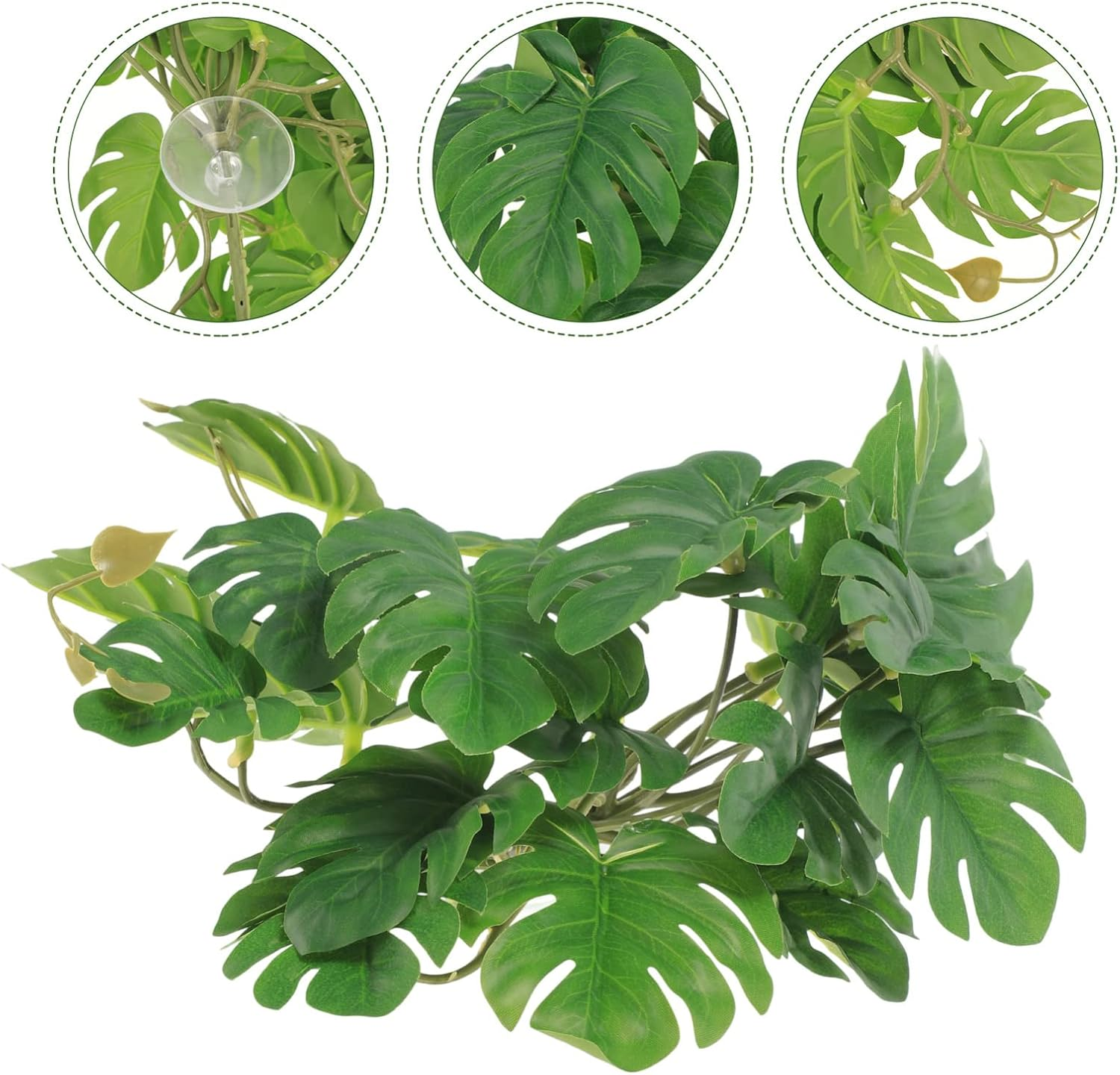 Mipcase Reptile Plant Fake Terrarium Plants: Reptile Aquarium Decoration Artificial Turtle Terrarium Leaves - Reptile Tank Accessories for Bearded Dragons Lizards Geckos image number 6