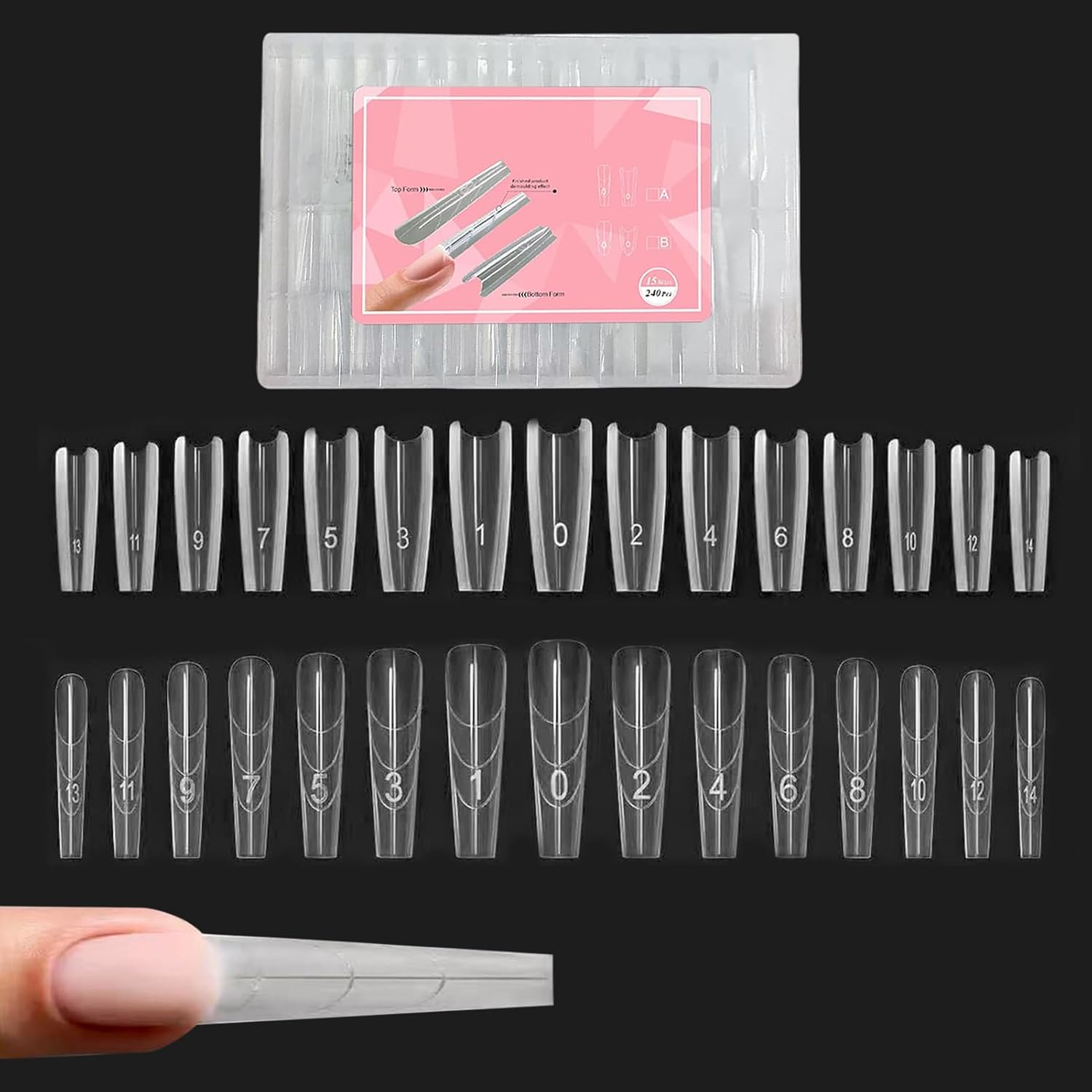 240PCS Sandwich Nail Form | Nail Duals Forms for Gel Nails Extension | Professional Gel Nails Extension Forms Duals-Sided, Quick Building, for Personal Salon Home Fashion Beauty Manicure Daily Styling