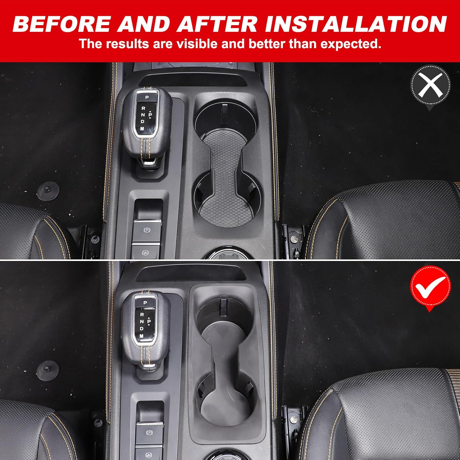 Yinaniutos Cup Holder Insert Compatible with Ford Ranger 2023-2025 Accessories | TPE Center Console Cup Drink Liner | 1PC Set