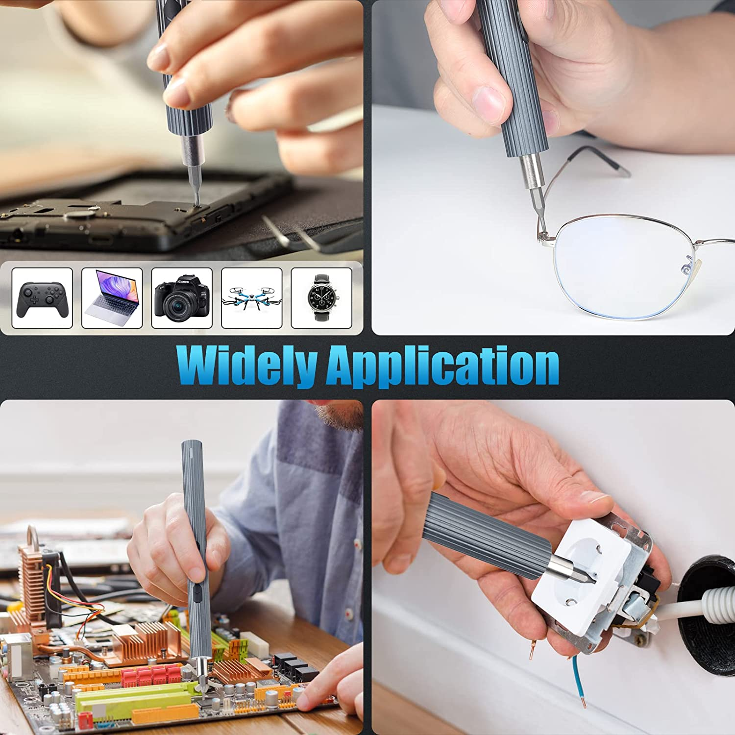 39 in 1 Mini Electric Screwdriver, [New Upgrade] Homtronics Rechargeable Small Power Precision Screwdriver Set with S2 Steel Magnetic Bits, Repair Tool Kit with LED Light for Phone Laptop Watch image number 2