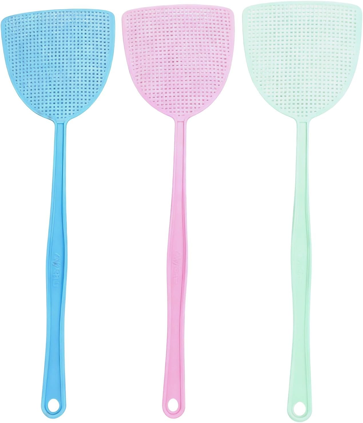 3Pcs Fly Swatter, 16.54 Inch Flexible Long Handle Fly Swat Set, Plastic Manual Mosquito Pest Swatters for Kitchen, Baby Nursery, Camping & Outdoor Activities, 3 Colors