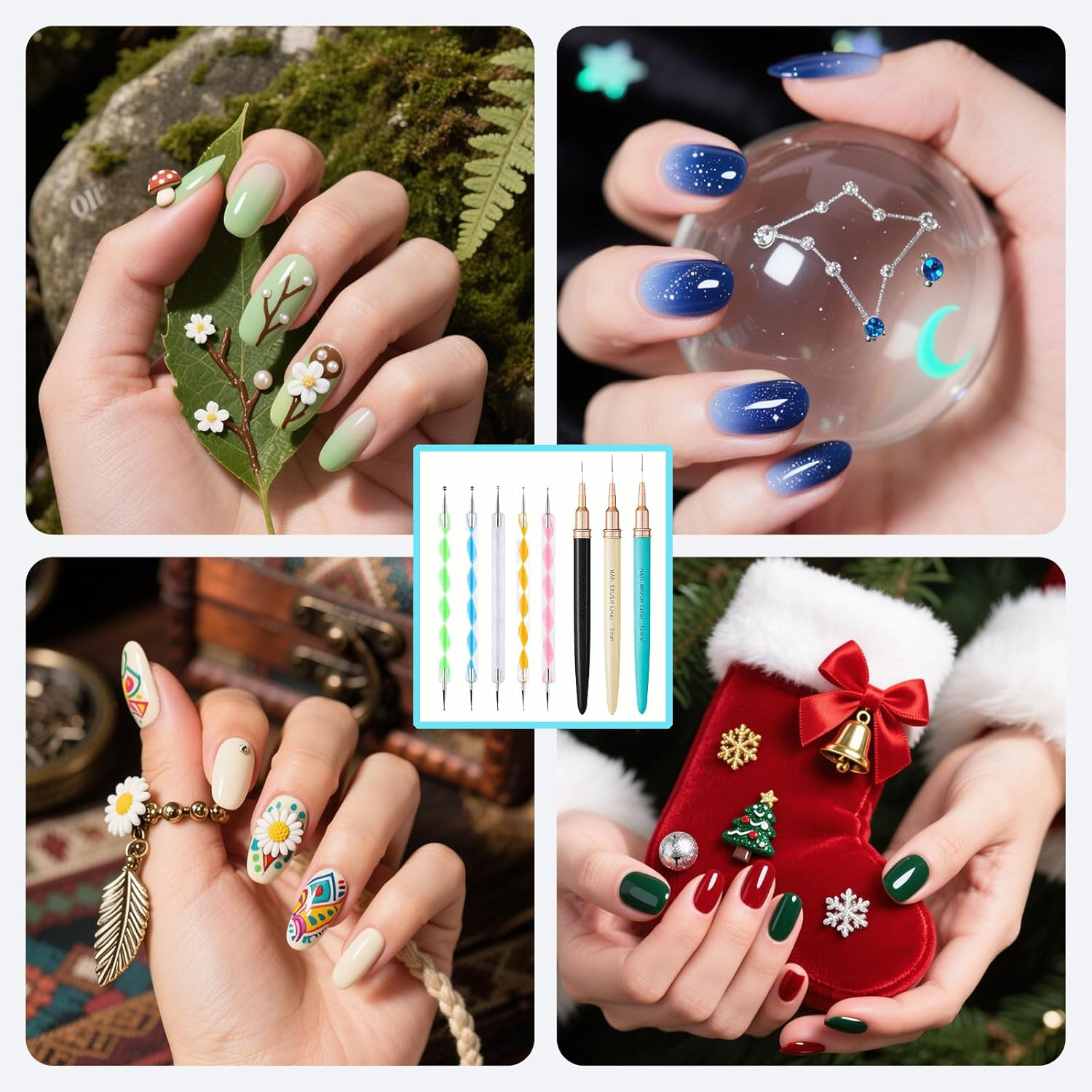 8 Pcs Nail Art Brushes，Nail Art Brushes，Nail Art Tools，Suitable for Salon and Home Diy Nail Art image number 5