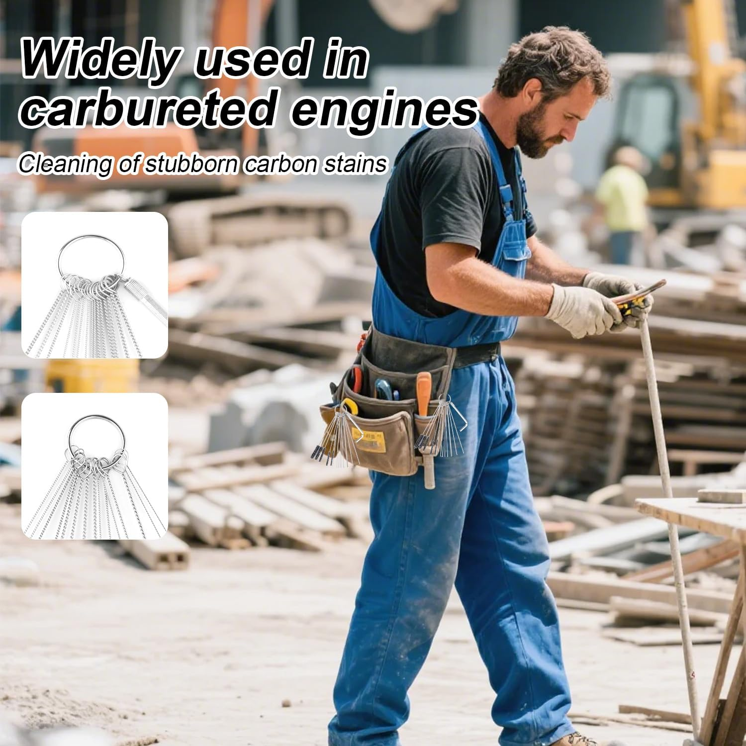 Carburetor Cleaner Kit, Torch Tip Dirt Cleaning Set with 30 Nylon Brushes 60 Clean Needles 2 Hexagonal Wrench 2 Pointed Picks 26 Cleaning Wires for Carburetor Jet Engine image number 6