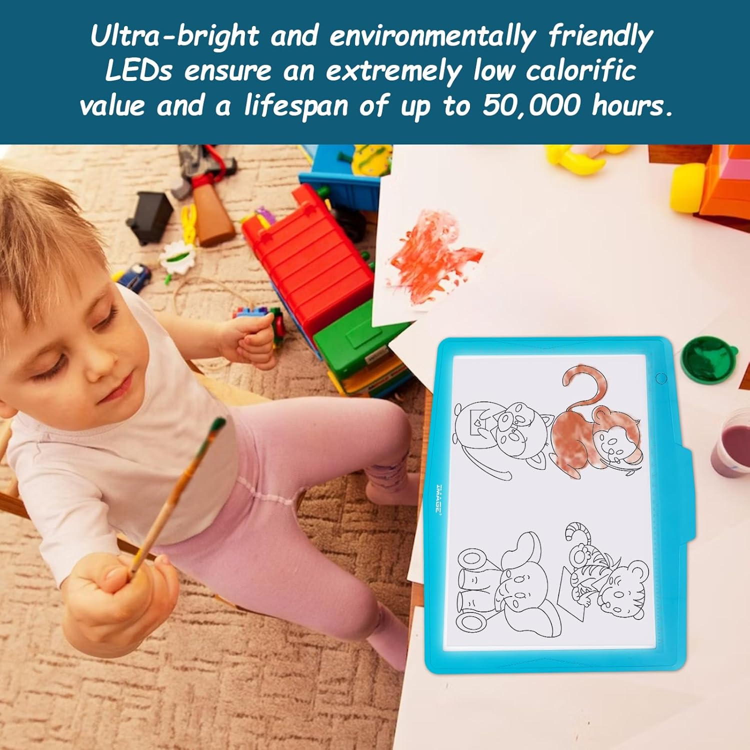 IMAGE A4 LED Artcraft Tracing Light Pad, Blue, 21X21X1Cm, ABS Material, Battery/Usb Powered, Light Box for Drawing, Sketching, Animation image number 1