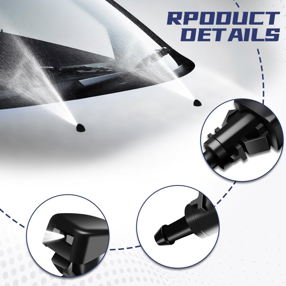 2 PCS Front Windshield Washer Nozzles, Washer Spray Jet Kit Fit for Chrysler, Dodge, Replaces OEM #: 4805742AB / 5113049AA / 55077460AA / 5303833AA / 5116079AA image number 3