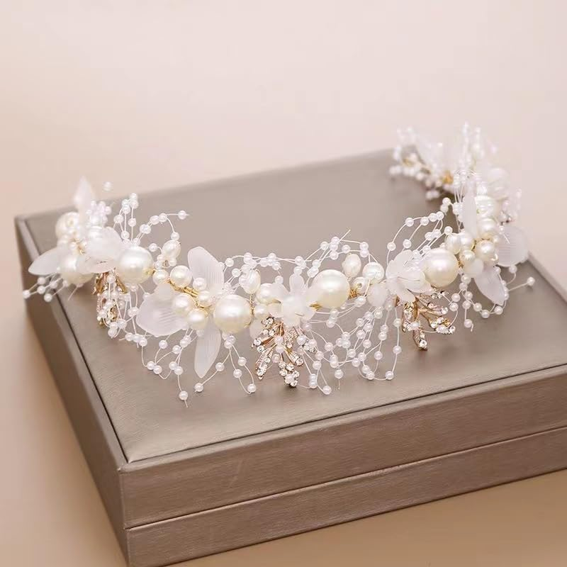 Bicuces 2 Pcs Flower Girl Head Piece Flower Girl Hair Accessories Wedding Hair Accessories for Girls Flower Girl Headband Wedding Floral Crown Rhinestone Crystal Wedding Headband Wedding Headpiece Bridal Floral Headband for Birthday, Party, First Communion