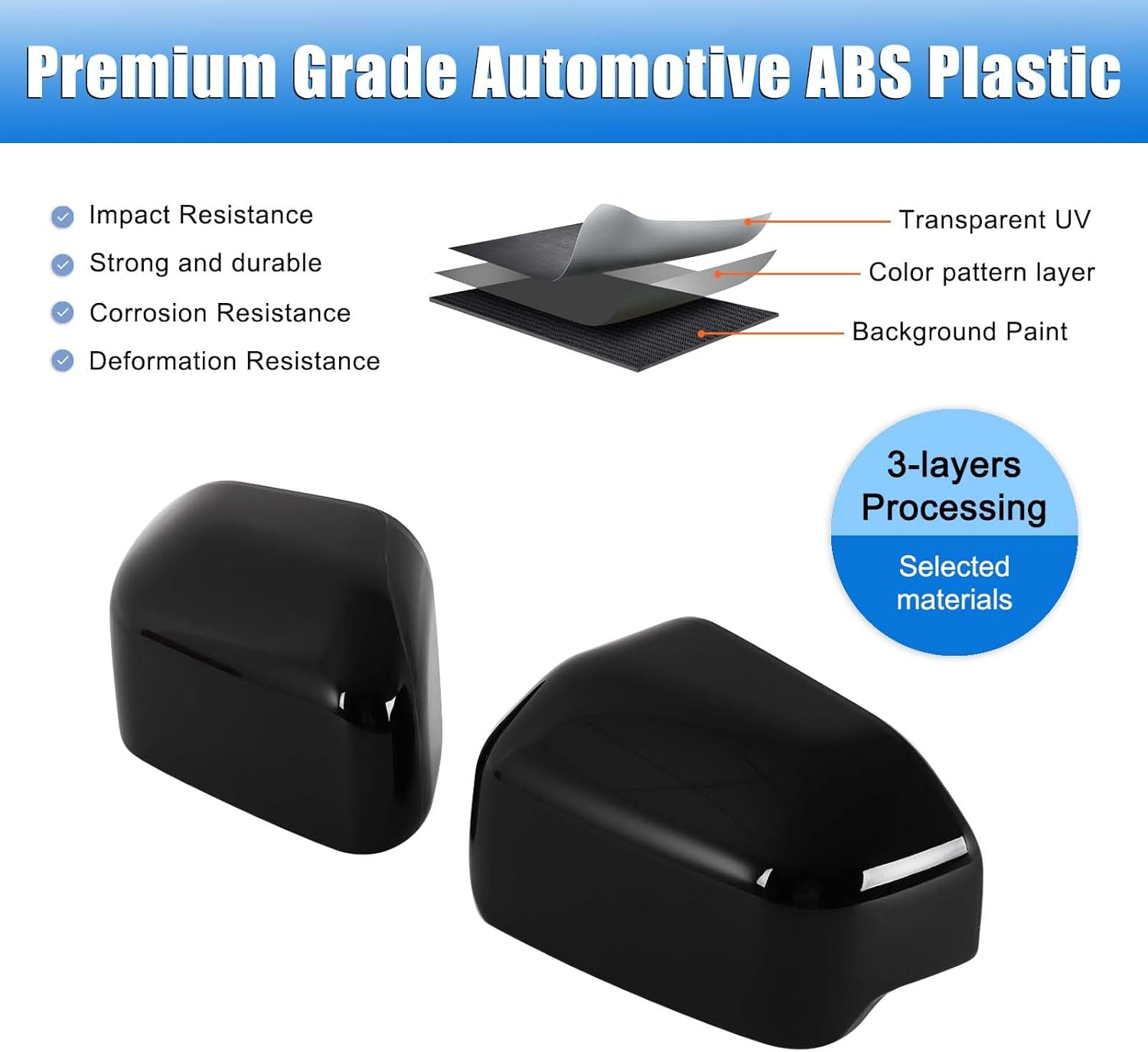 Side Door Mirror Cover Protector Compatible with BYD Shark 2024-2025 Accessories | ABS Exterior Rearview Mirror Shell Cap Trim | 2PC Set (Glossy Black) image number 4