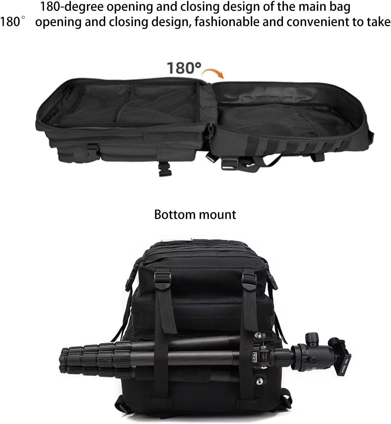 Toguma 50L Tactical Backpack Assault Pack with Adjustable Shoulder Strap, Hiking Trekking Rucksack Large Daypack Laptop Backpack Computer Bag for Woman Man (Camouflage Black) image number 4