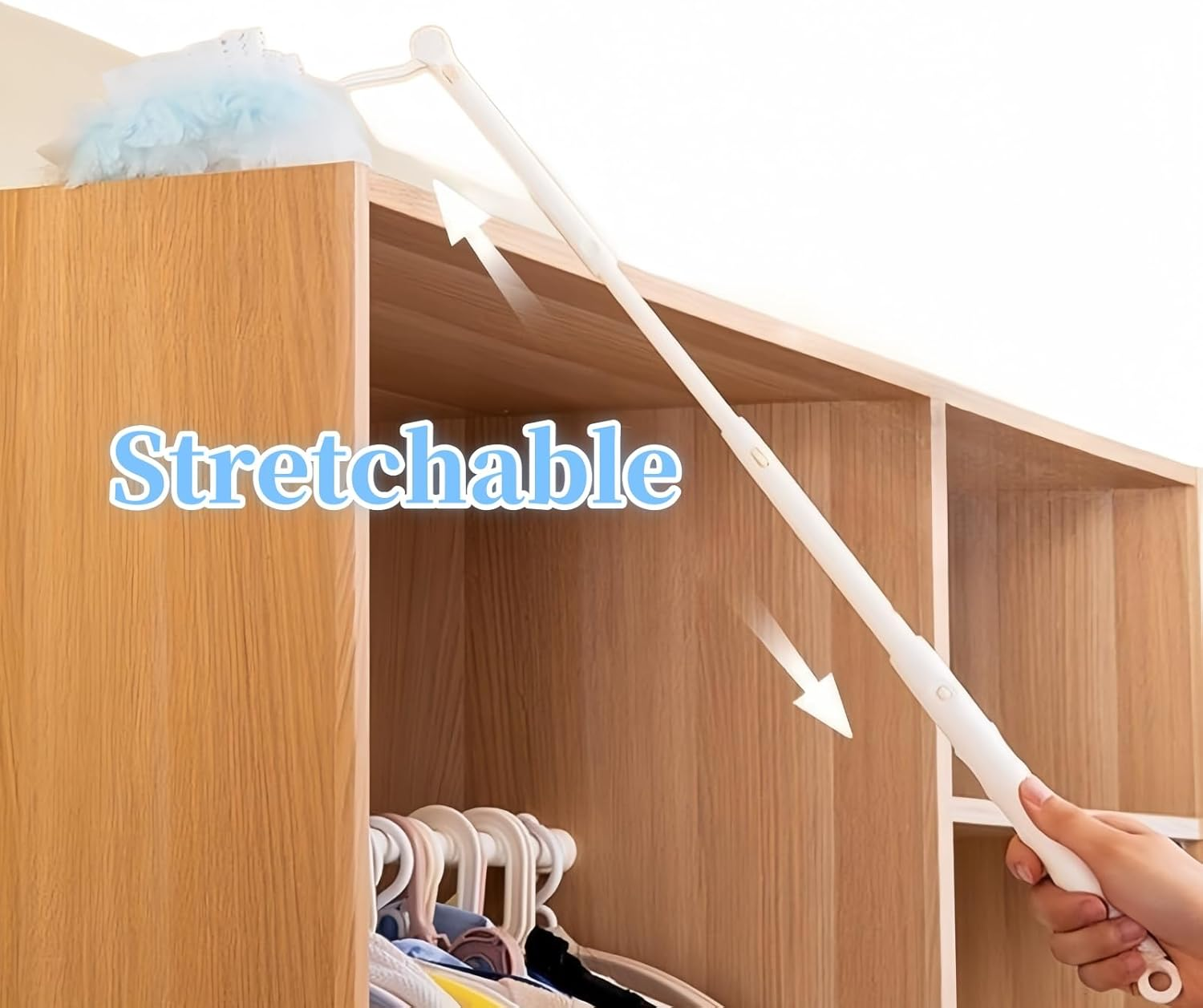 Pack of 2 Replacement Handles, Telescopic Rod, Telescopic Starter Set, One Extended Handle, One Non-Terressed, Adjustable Length, Extended Handle for Duster Refill for Cleaning and Clean image number 5