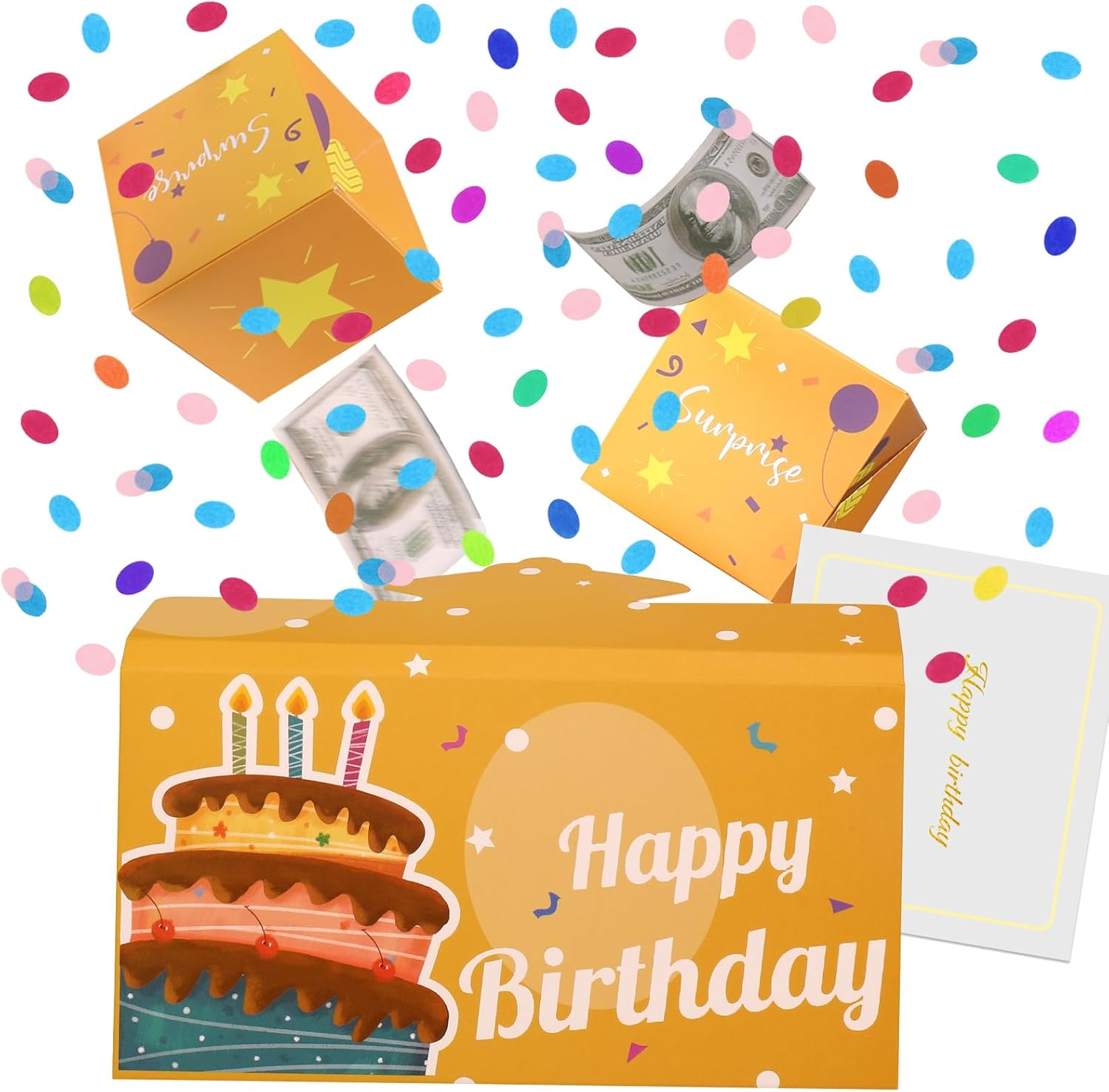 BABORUI Pop up Birthday Card with Confetti, Happy Birthday Surprise Gift Box Explosion for Money, Cash Birthday Surprise Box for Women/Men/Girls/Boys