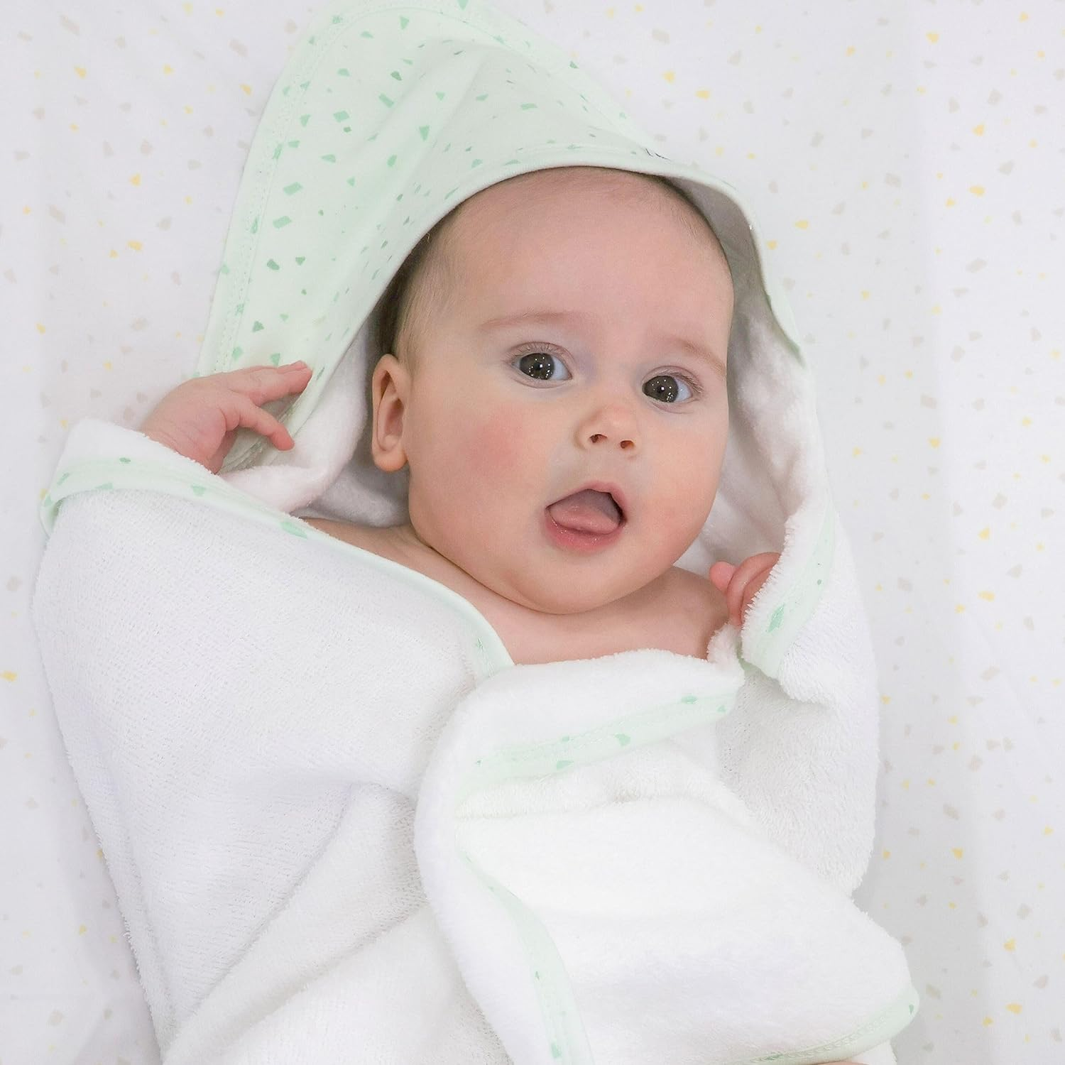 Bubba Blue Everyday Essentials Baby/Infant Hooded Towel Terrazzo Mint 75X75Cm image number 1