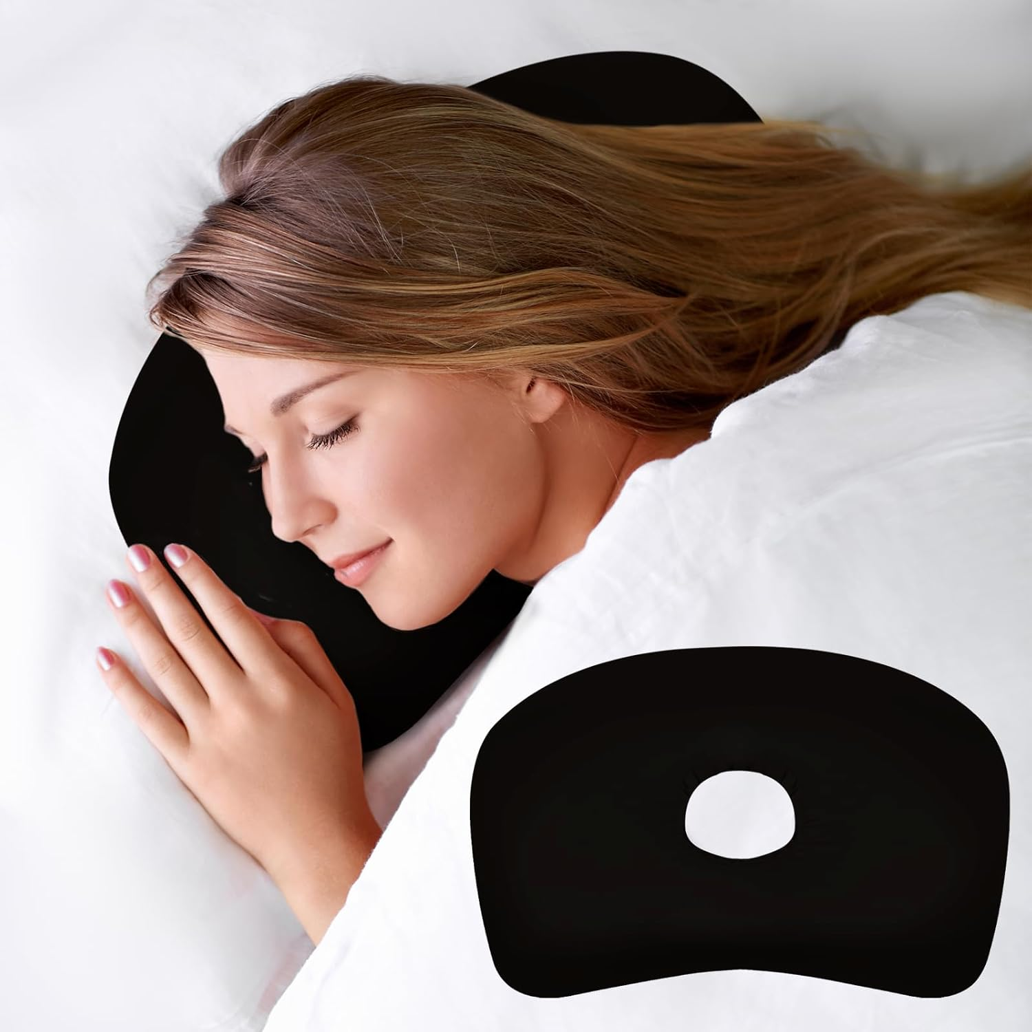 Wuronsa Ear Piercing Pillow with an Ear Hole, Cotton and Polyester Side Sleeping Pillow for CNH and Ear Pain Ear Inflammation Pressure Sores for Side Sleepers, Ear Guard Pillow (Light Pink)