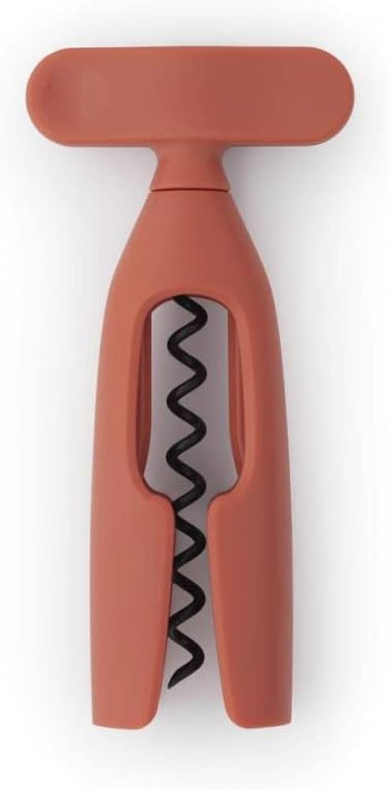 Brabantia Tasty+ Corkscrew - Terracotta Pink - Wine Bottle Opener with De-Corker - Easy to Use Large Turning Handle - Safe Covered Tip