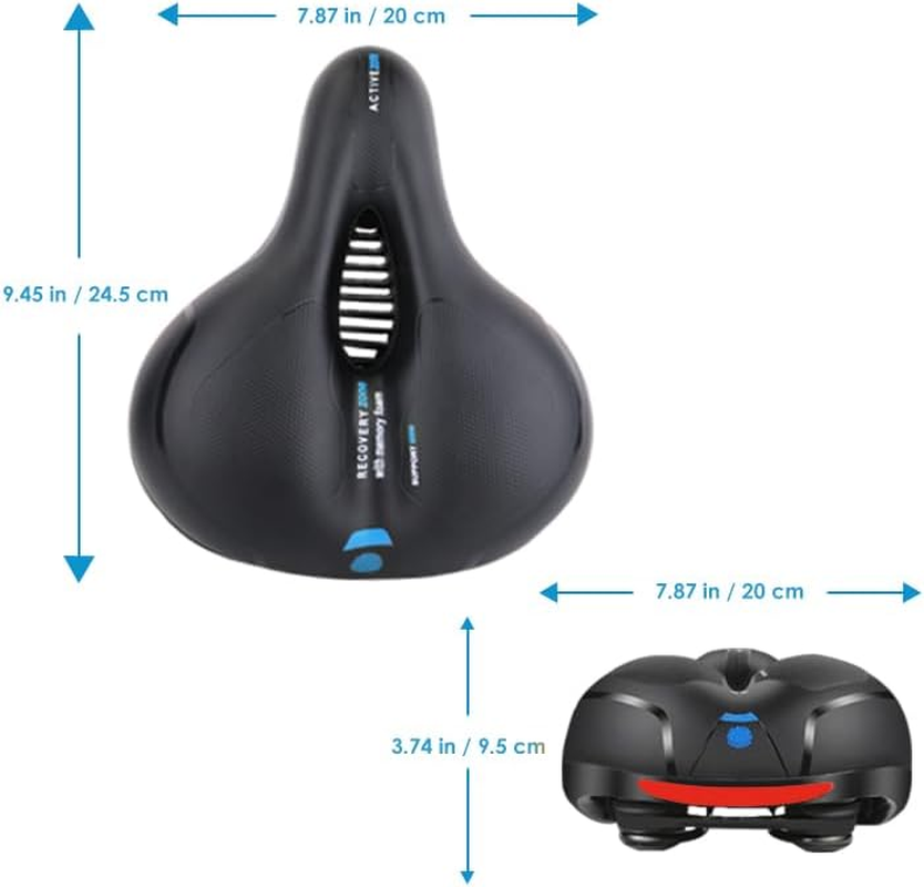 WOTOW Comfort Bike Seat, Replacement Soft Padded Bicycle Saddle High Density Memory Foam Double Shock Absorbing Rubber Suspension Universal Fit for Women'S Men'S Bikes image number 6