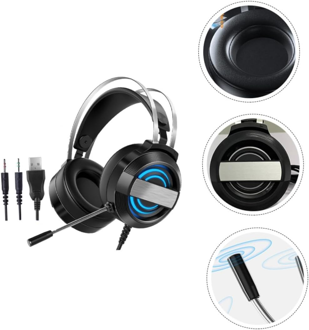 DOITOOL Gaming Headset with Microphone Wired Noise Reduction Headphones for Lightweight Comfortable over Ear Design Sound for Gamers Version image number 2