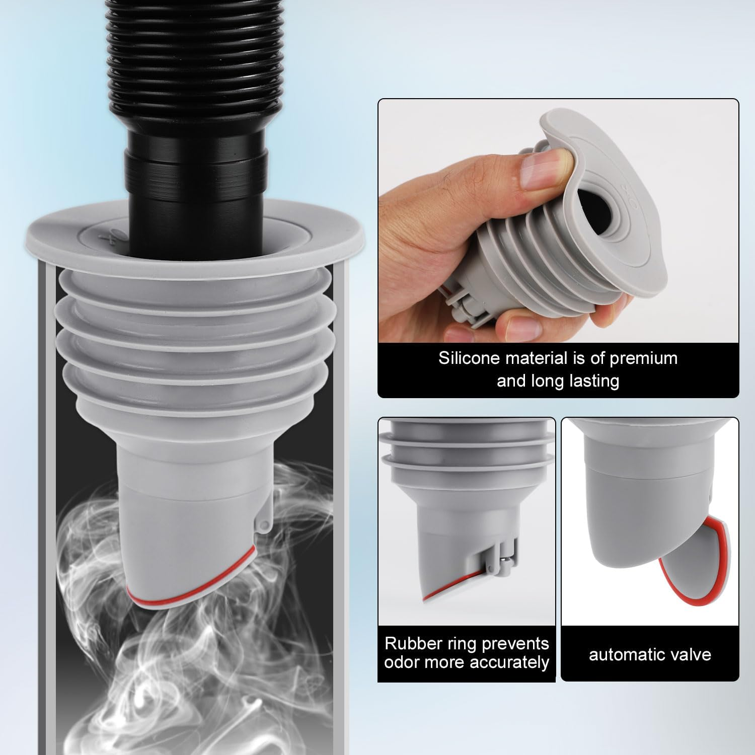 Washing Machine Drain Hose Seal, Silicone Drain Pipe Sealer Drainer for Kitchen Sink Sewer Drain Plug Sink Drain Guard Bathroom Drain Stopper for Kitchen Home (Large) image number 2