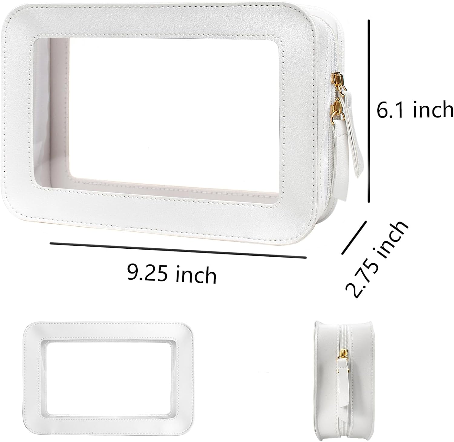 DDPOND Clear Makeup Brush Holder, Travel Makeup Brush Pouch Makeup Brush Bag Organizer Makeup Brush Travel Case with Zipper Waterproof Makeup Travel Case Cosmetic Bag for Women - Gold image number 7