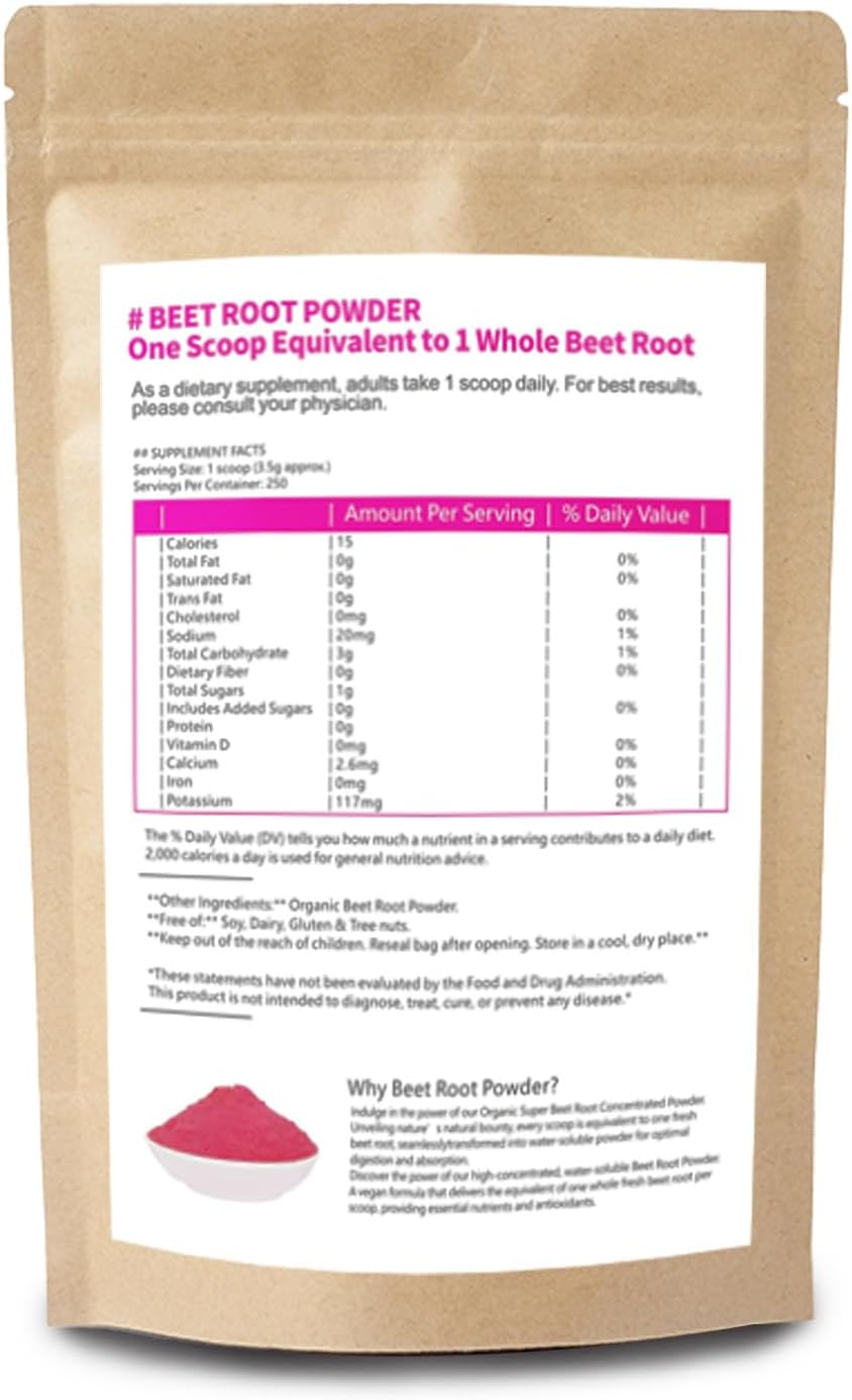 Organic Beet Root Powder - Non-Gmo Superfood for Smoothies & Baking | Nutrient-Dense Natural Vitality Support | Pure Powder with Essential Nitrates（250G） image number 6