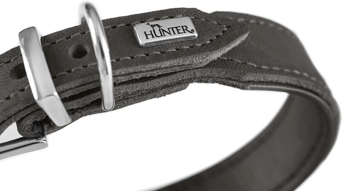 HUNTER Malta Dog Collar Petrol, Made of Oiled Soft Cowhide Leather, Soft Cowhide, Hardwearing, Brilliant Colours, Handmade, Made in Germany, Size: 37 image number 6