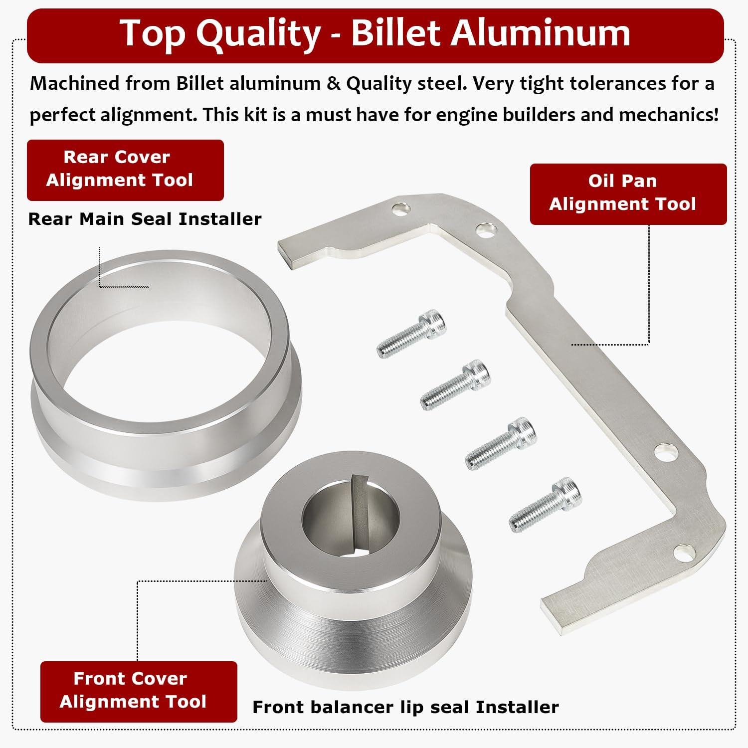 For LS Rear Main Seal Alignment Tool,Front Cover Alignment Tools & Oil Pan Front Cover Alignment Tool Kit for GM LS Engine 4.8 5.3 5.7 6.0 LS1 LS2 LS3 LS6 L99 LS4 LS9 LSA LQ4 LQ9 L76 L92 image number 5