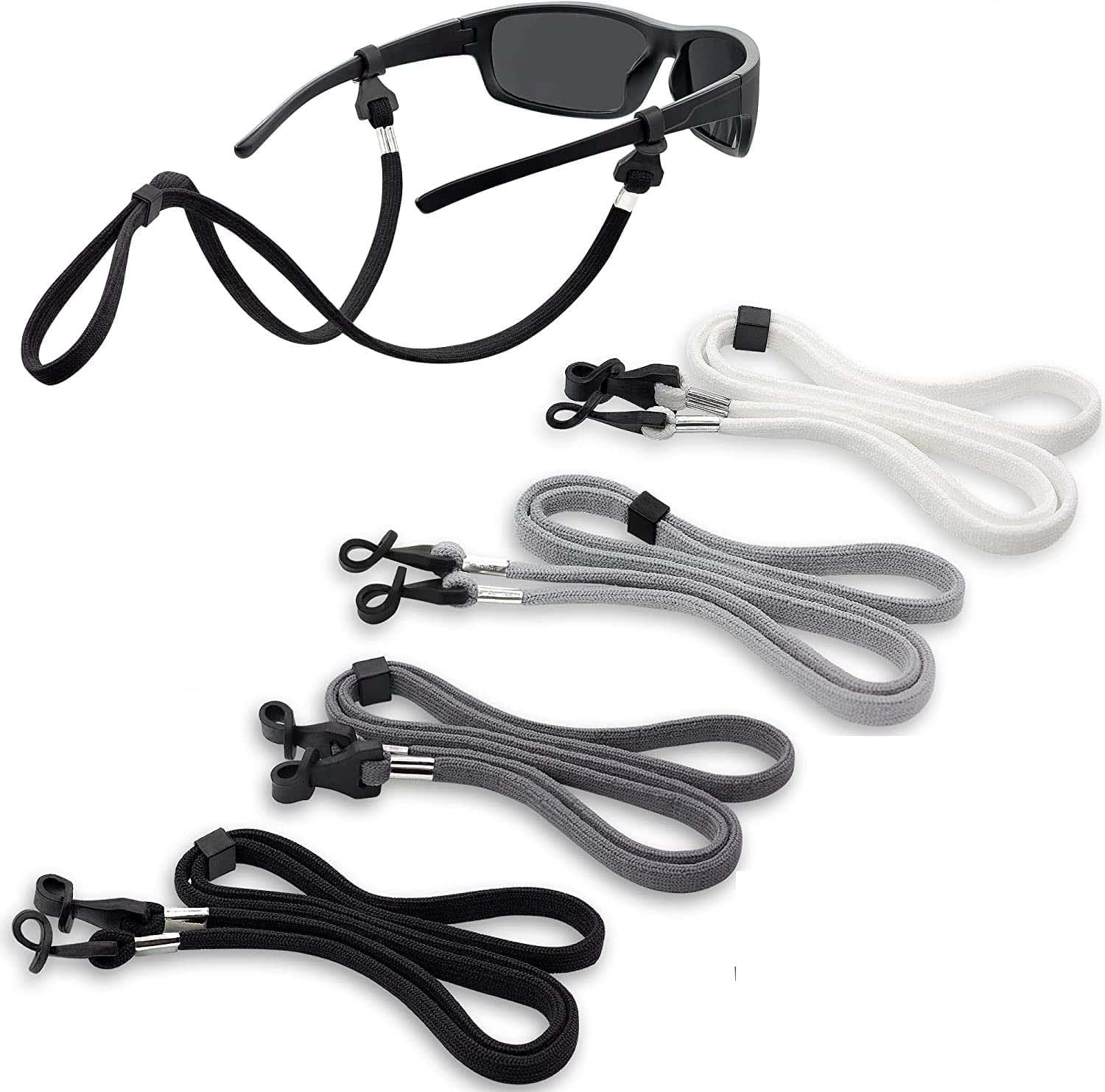4 PCS Glasses Strap Eyewear Retainer Strap Anti-Slip Elastic Sports Sunglasses Eyeglasses Holder Straps Black Glasses Neck Lanyard Cord. Adjustable Eyeglasses Retainer for Adults Men
