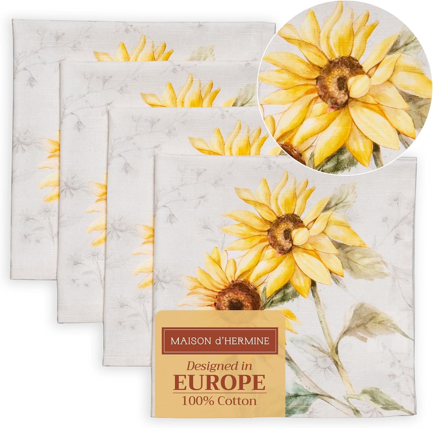 Maison D'Hermine Cloth Napkins Set of 4 100% Cotton Everyday Reusable Square Napkins Cloth Washable, Dinner, Party, Wedding, Restaurant, Spring/Summer (Candice, 20" X 20") image number 5