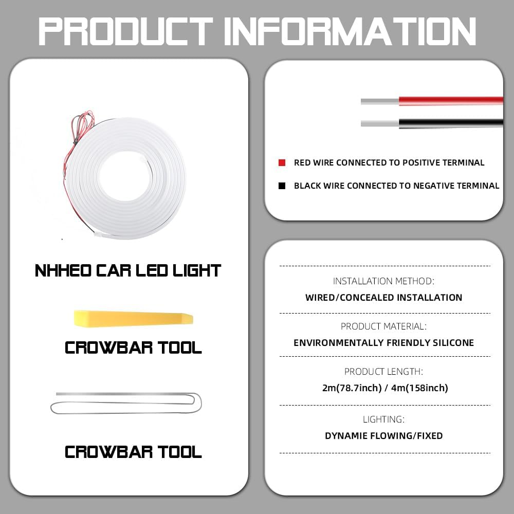 Upgrade Dynamic Flowing Car LED Trunk Light Strip, 158Inch Universal Flexible Cutting Silicone Waterproof Neon Lights Strip, 12V Interior Ambient Lighting for Cars Suvs(White) image number 5