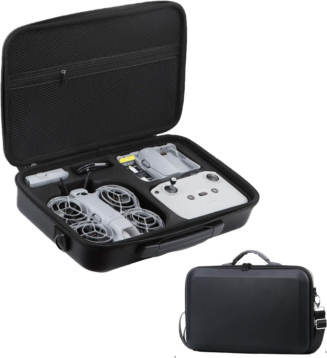 Shoulder Storage Bag Compatible with DJI NEO 2, Carrying Case with Grid Compartment, Drone Accessory Organizer (Black)