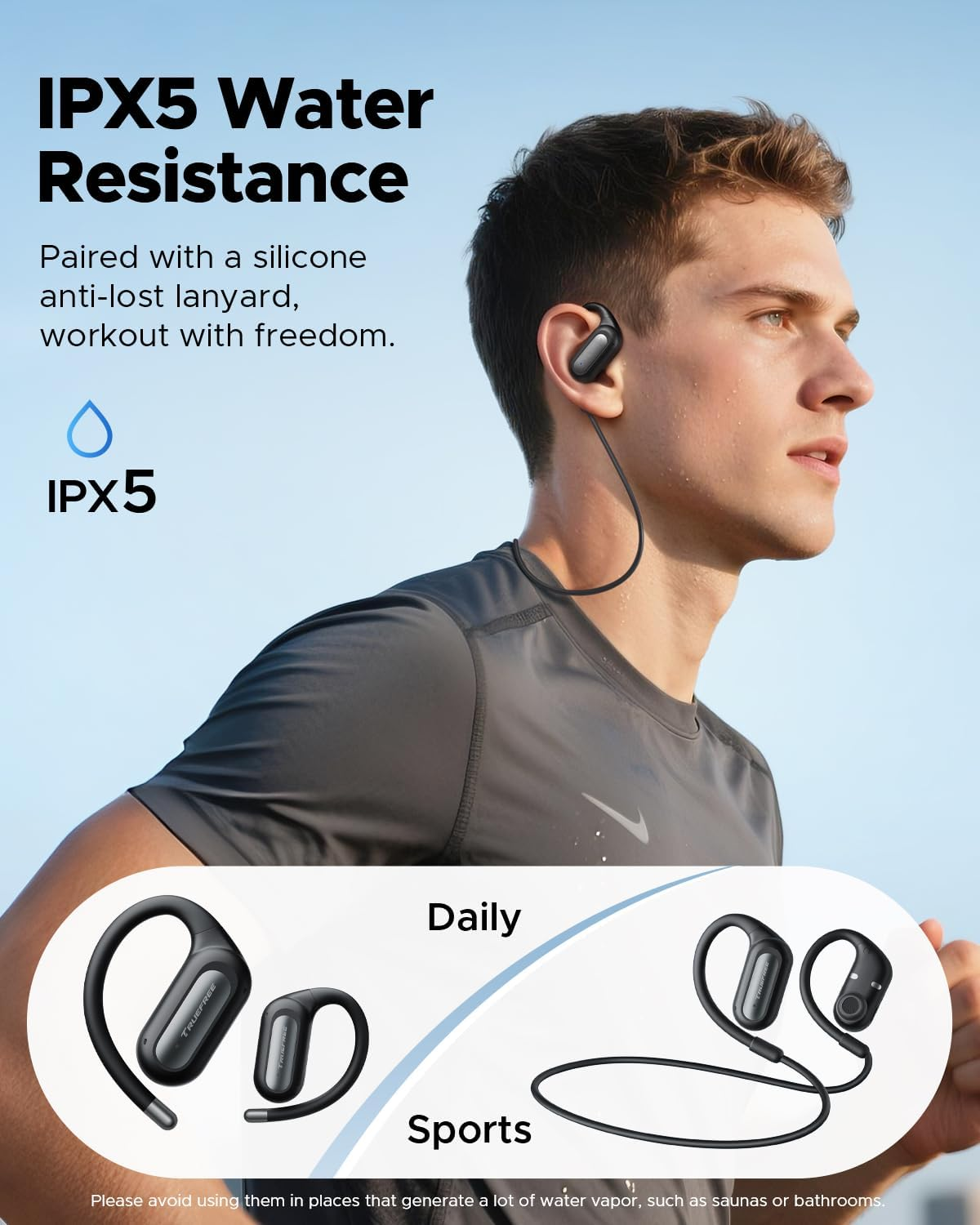 Open Ear Headphones, TRUEFREE Wireless Earbuds, Bluetooth 6.0 Ear Buds Earhook with LED Display, 40H Playtime, Waterproof IPX5, Secure Fit, Noise Cancelling Mic for Sport, Work & Commute image number 4
