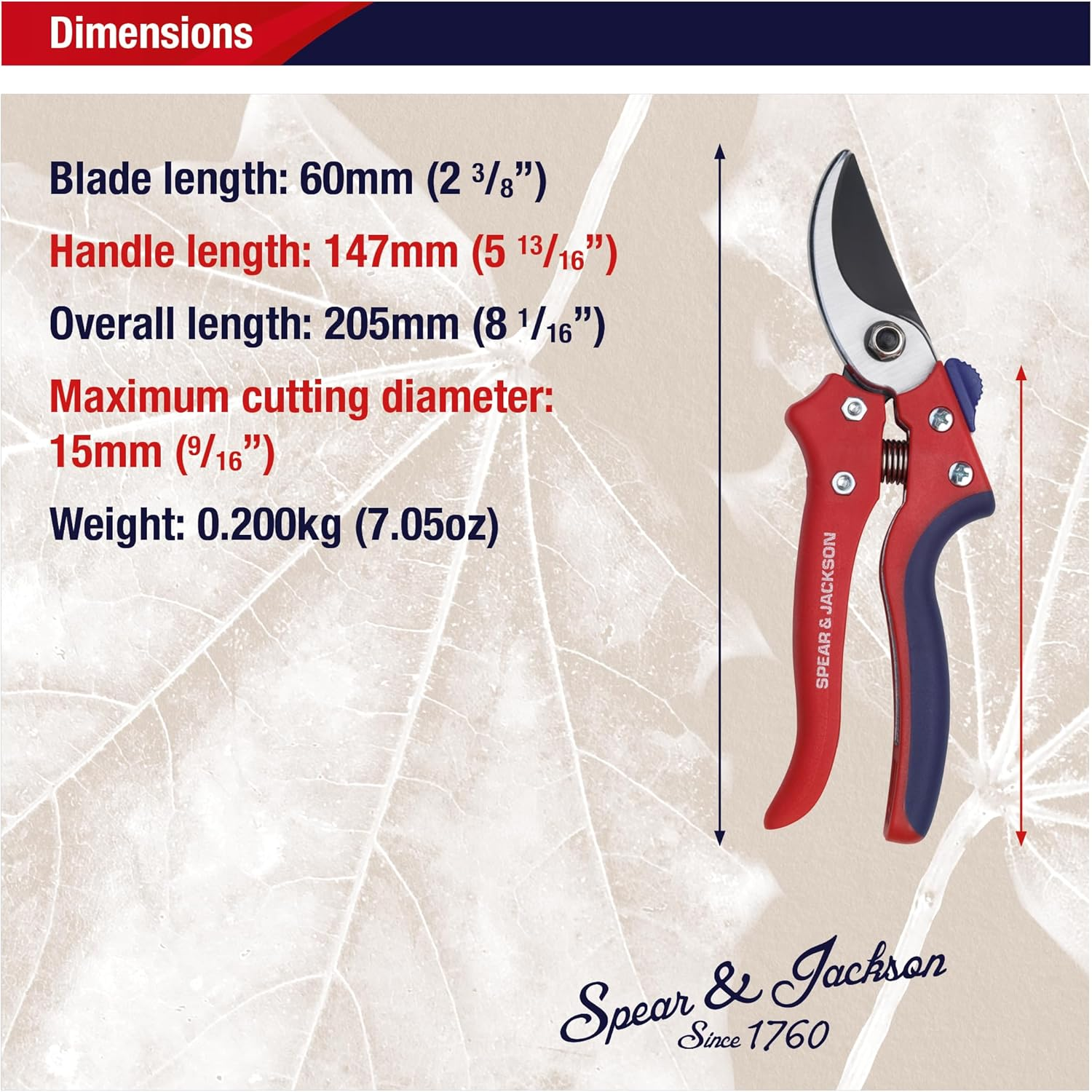Spear & Jackson 7159BS Razorsharp Advantage Bypass Secateurs, Multicoloured image number 3