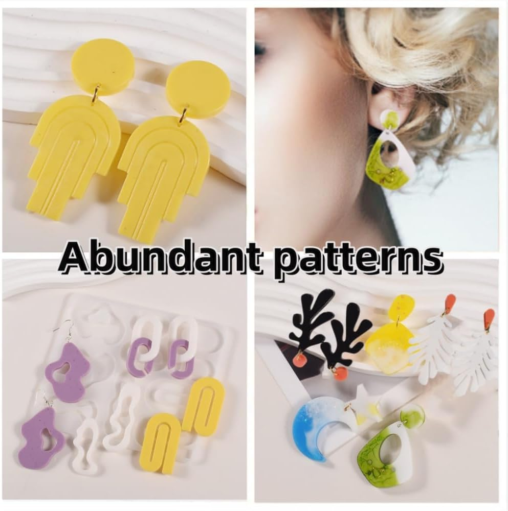 Resin Earring Molds Set, 6 Pieces, Silicone Jewelry Making Kit with Holes for Earrings, Necklace, Pendant image number 6