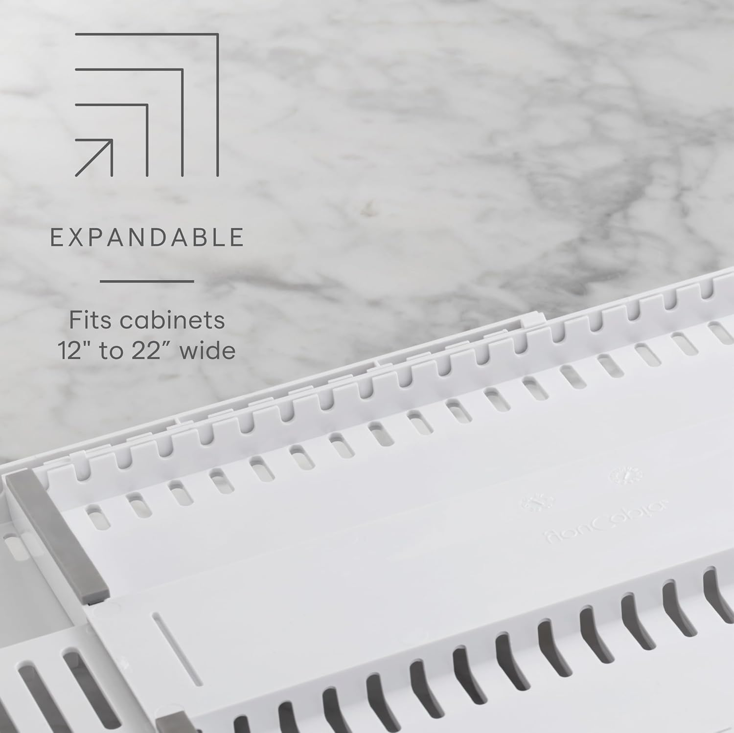 Youcopia Storemore Expandable Cookware Rack Adjustable Pan Organizer for Kitchen Cabinet Storage, White image number 5