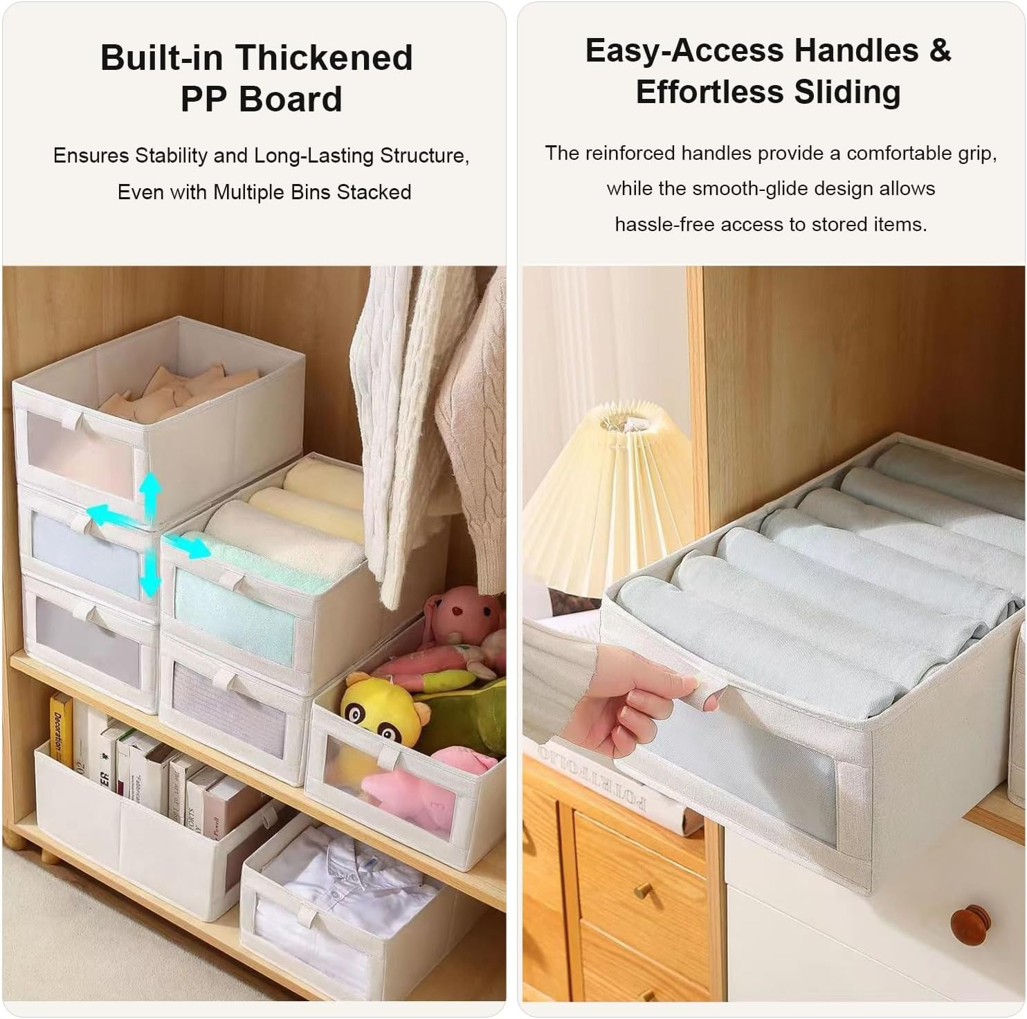 8 Pack Linen Closet Organizers & Storage Bins, Foldable Closet Baskets with Clear Windows, Perfect for Organizing Clothing, Jeans, Toys, Books, Shelves, Wardrobe, and More