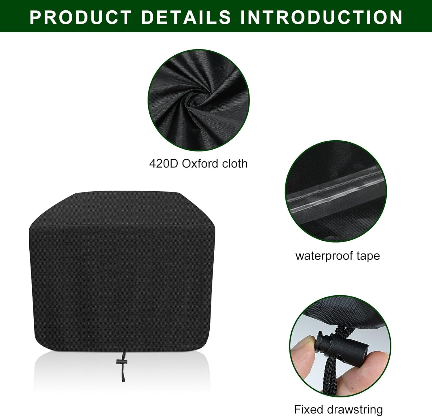 Cover for Ninja OO101 Woodfire Outdoor Oven, 23'' X 18'' X 15.5'(Only Cover), Adjustable Drawstrings, Waterproof and Dustproof - Black image number 5