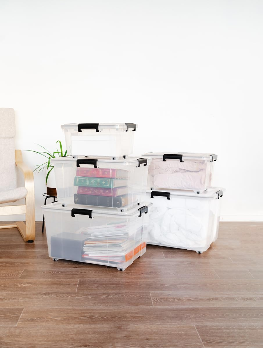 Seymours 10L Super Seal Storage Box with Lid and Wheels | Clear Plastic Storage Containers | Airtight, Waterproof & Dustproof | Stackable Rolling Bin for Clothes, Toys, Tools, Garage | Seasonal Use image number 3