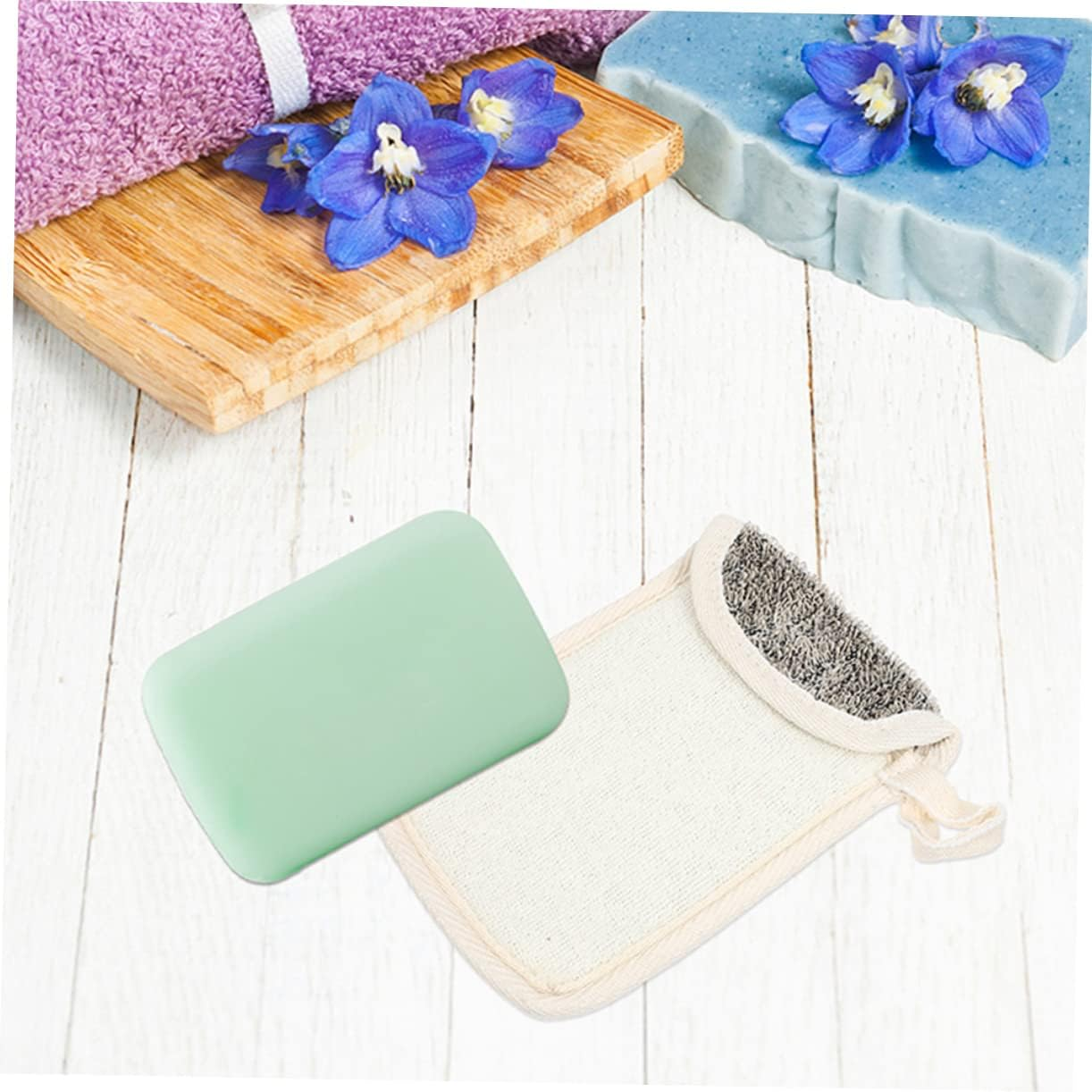 Ipetboom Black Linen Soap Pouches 4-Pack Exfoliating Soap Saver Bag Portable Net Pouch for Bath and Shower image number 4