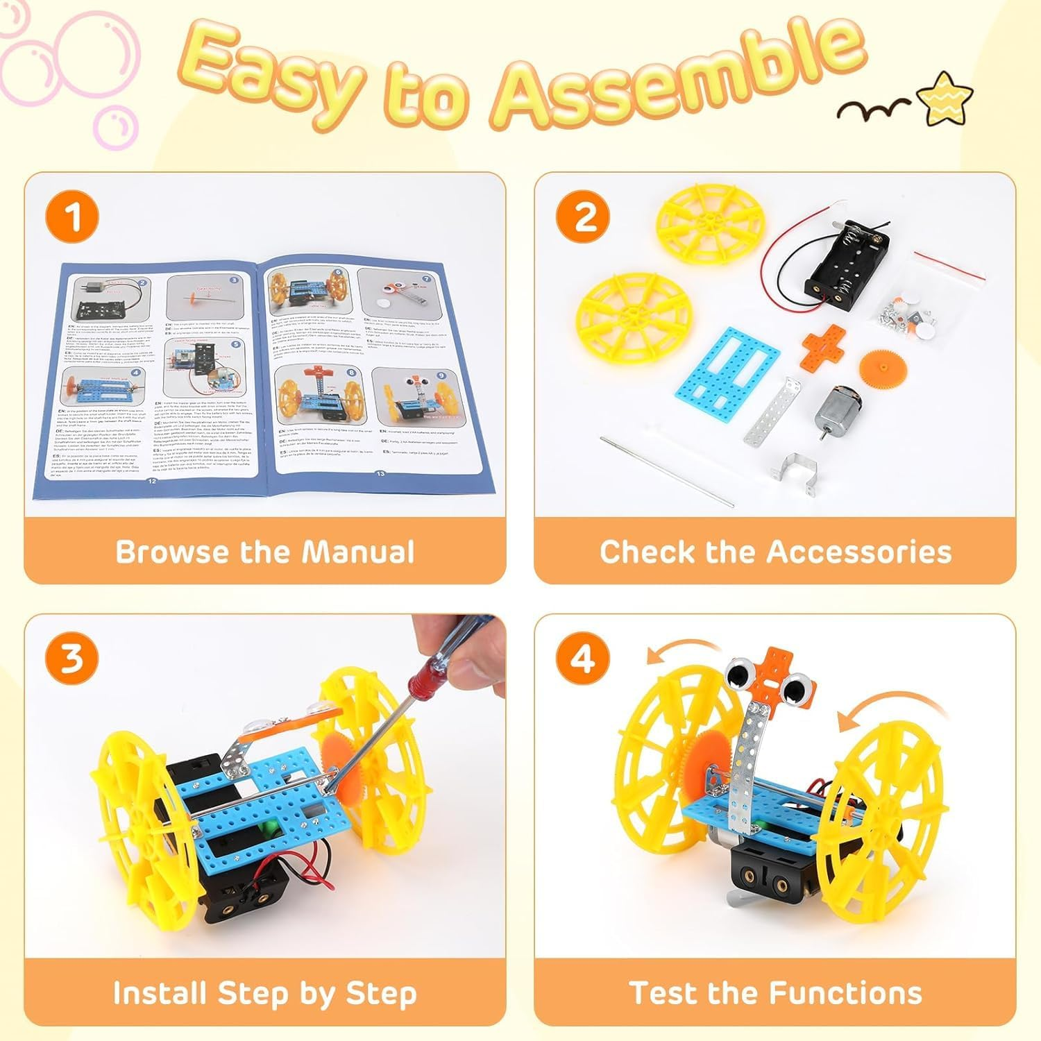 STEM Robotics Science Kits, DIY Projects for Kids 6-12, Electronic Science Experiments, Robot Building Craft Toys, Engineering Kits, Ideal Christmas Birthday Gifts for Boys & Girls